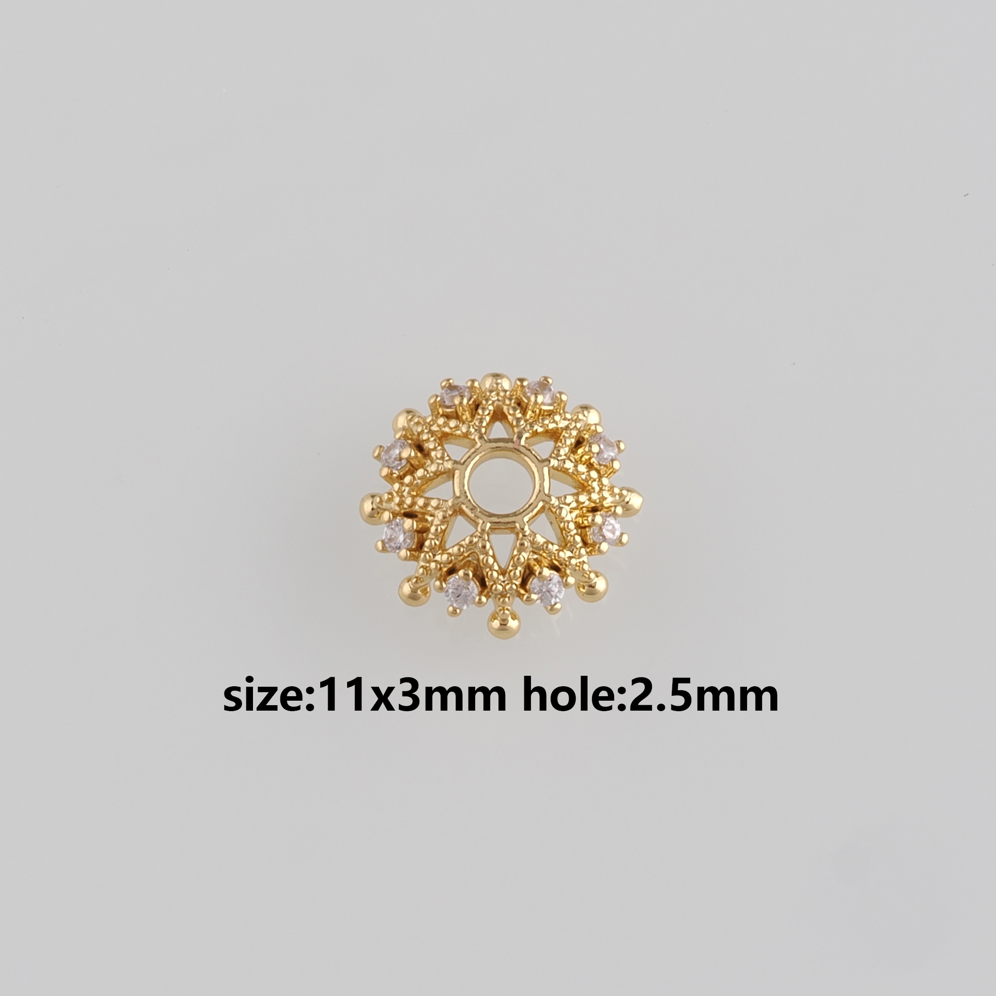 18K Gold Filled Flower Bead Caps,CZ Micro Pave Flower Bead Caps for Bracelet Jewelry Necklace Making Supply
