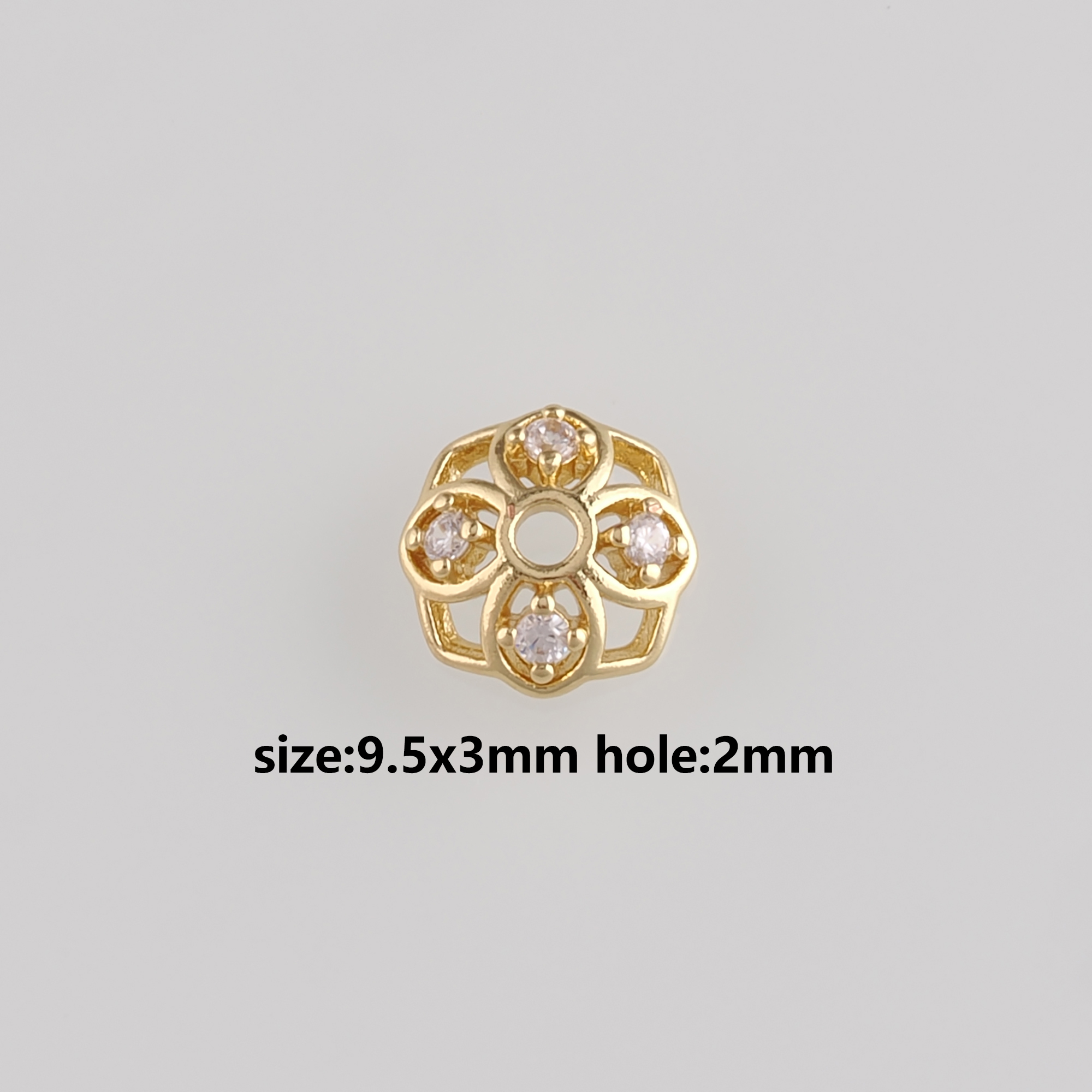 18K Gold Filled Flower Bead Caps,CZ Micro Pave Flower Bead Caps for Bracelet Jewelry Necklace Making Supply