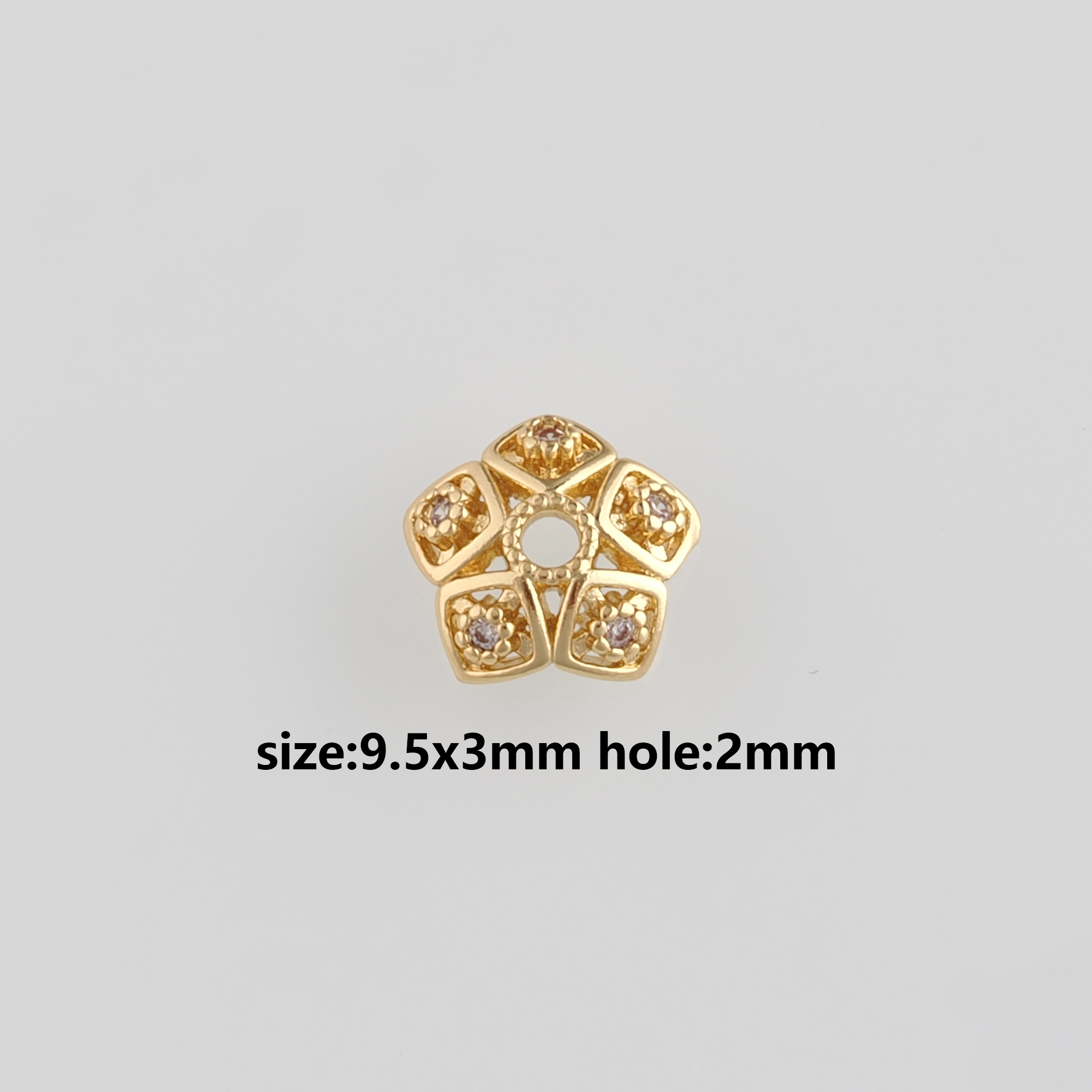 18K Gold Filled Bead Caps,CZ Micro Pave Flower Bead Caps for Bracelet Jewelry Necklace Making Supply