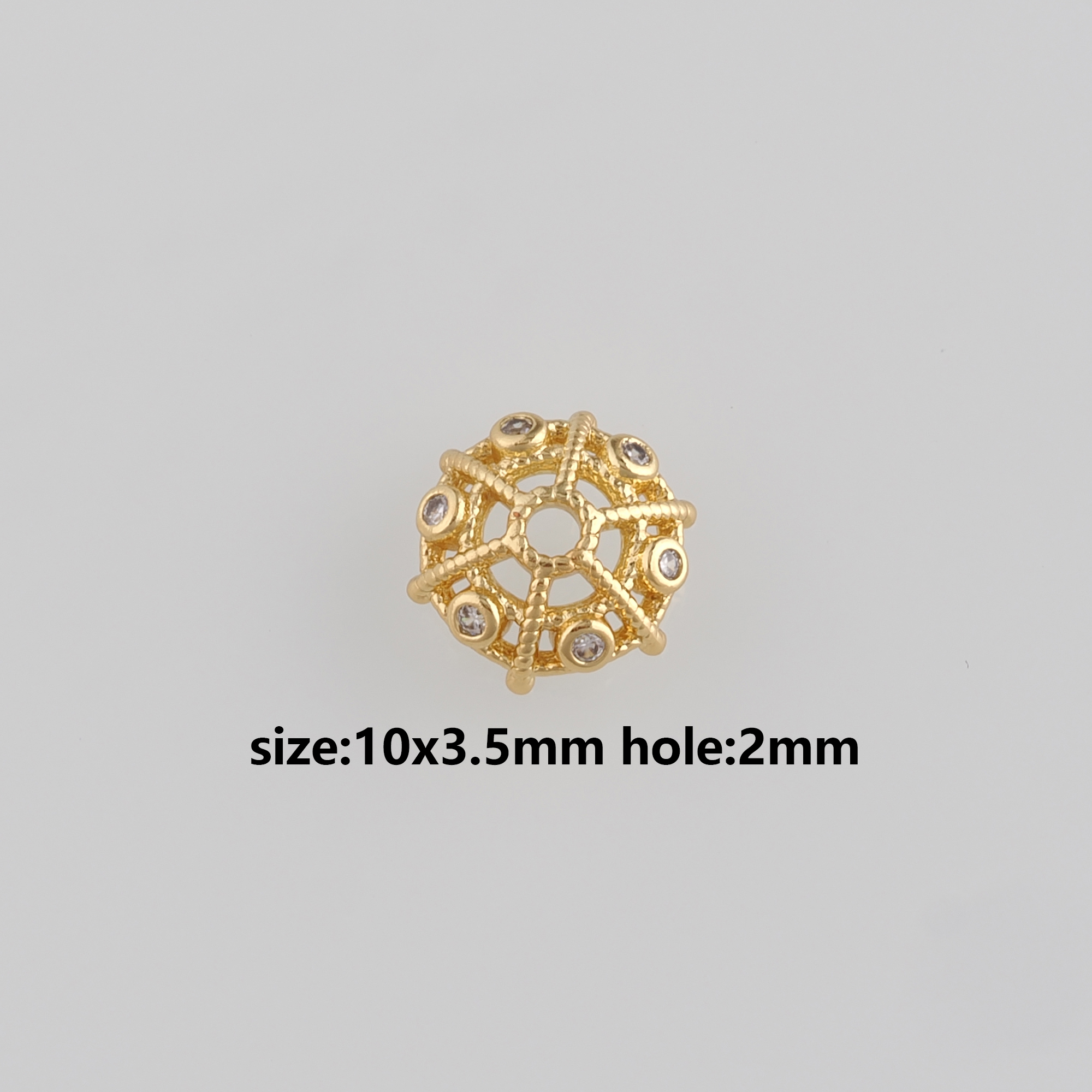 18K Gold Filled Flower Bead Caps,CZ Micro Pave Flower Bead Caps for Bracelet Jewelry Necklace Making Supply