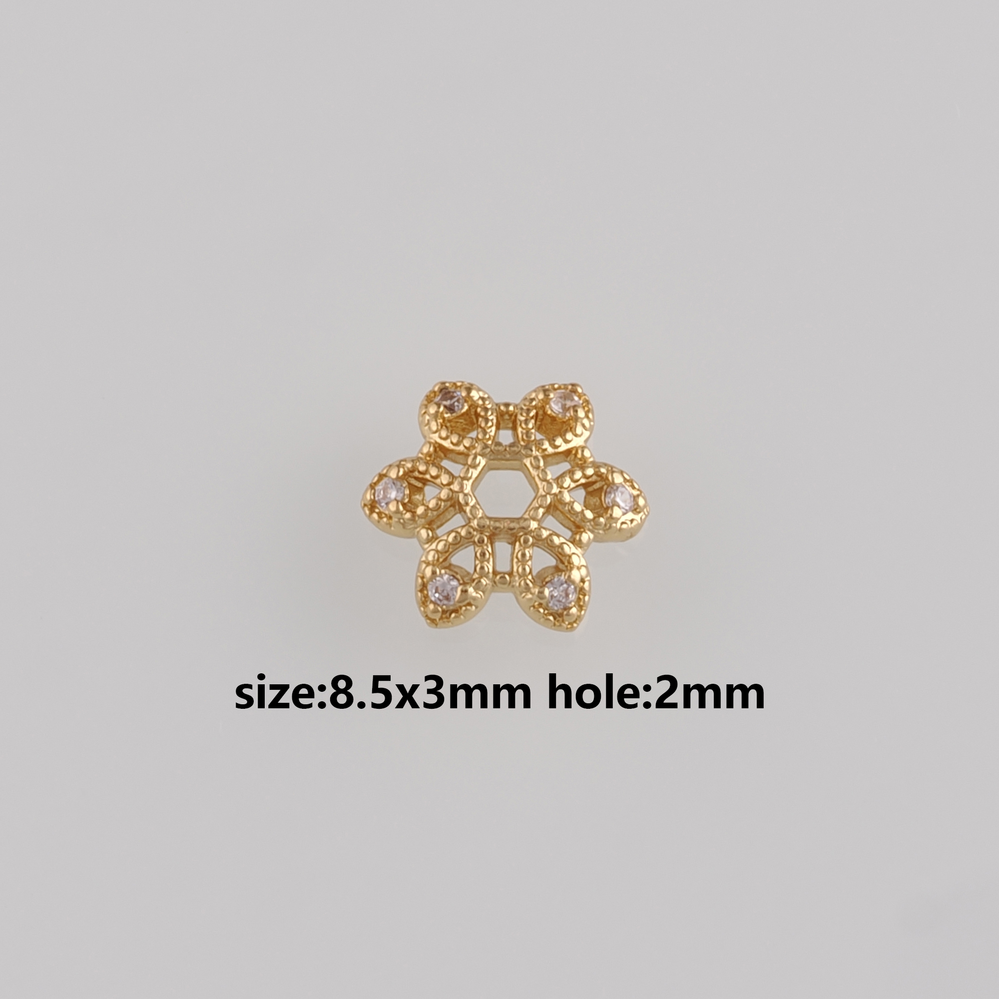 18K Gold Filled Flower Bead Caps,CZ Micro Pave Flower Bead Caps for Bracelet Jewelry Necklace Making Supply