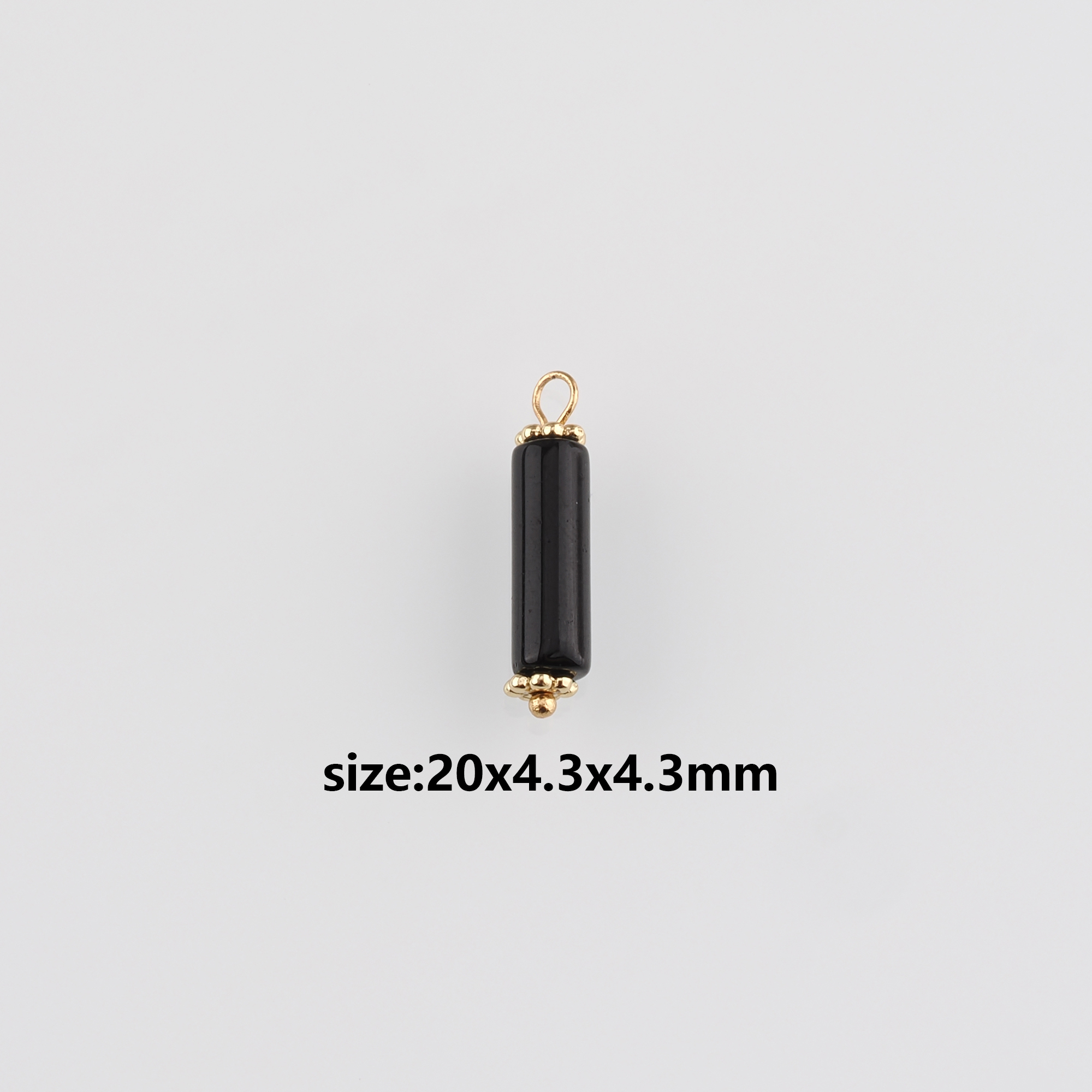 18K Gold Filled Cylinder Pendant,Natural Stone Cylinder Charm Earrings Necklace for DIY Jewelry Making Supply