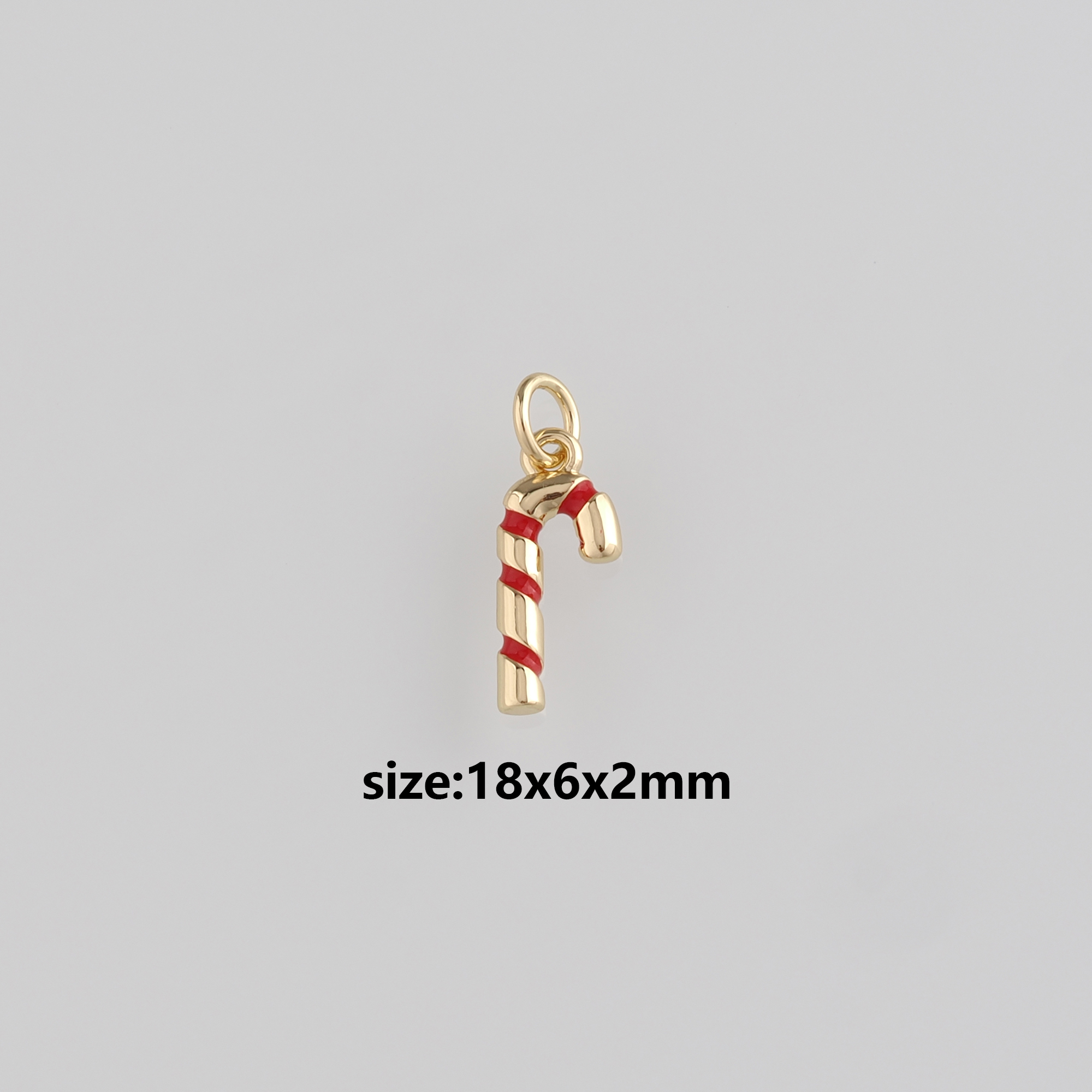 18K Gold Filled Christmas Pendant,Enamel Candy Cane Charm Earrings Necklace for DIY Jewelry Making Supply