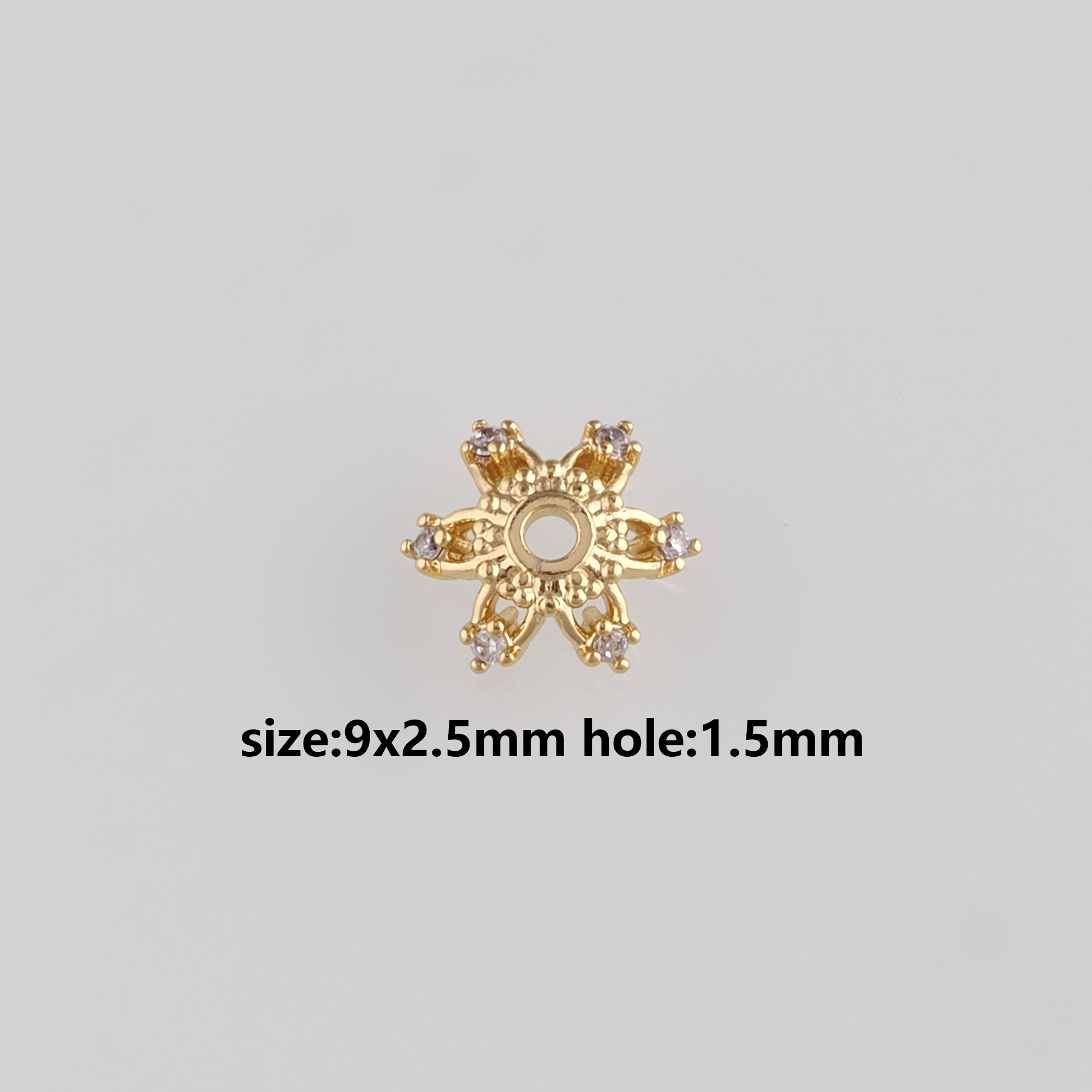 18K Gold Filled Flower Bead Caps,CZ Micro Pave Flower Bead Caps for Bracelet Jewelry Necklace Making Supply