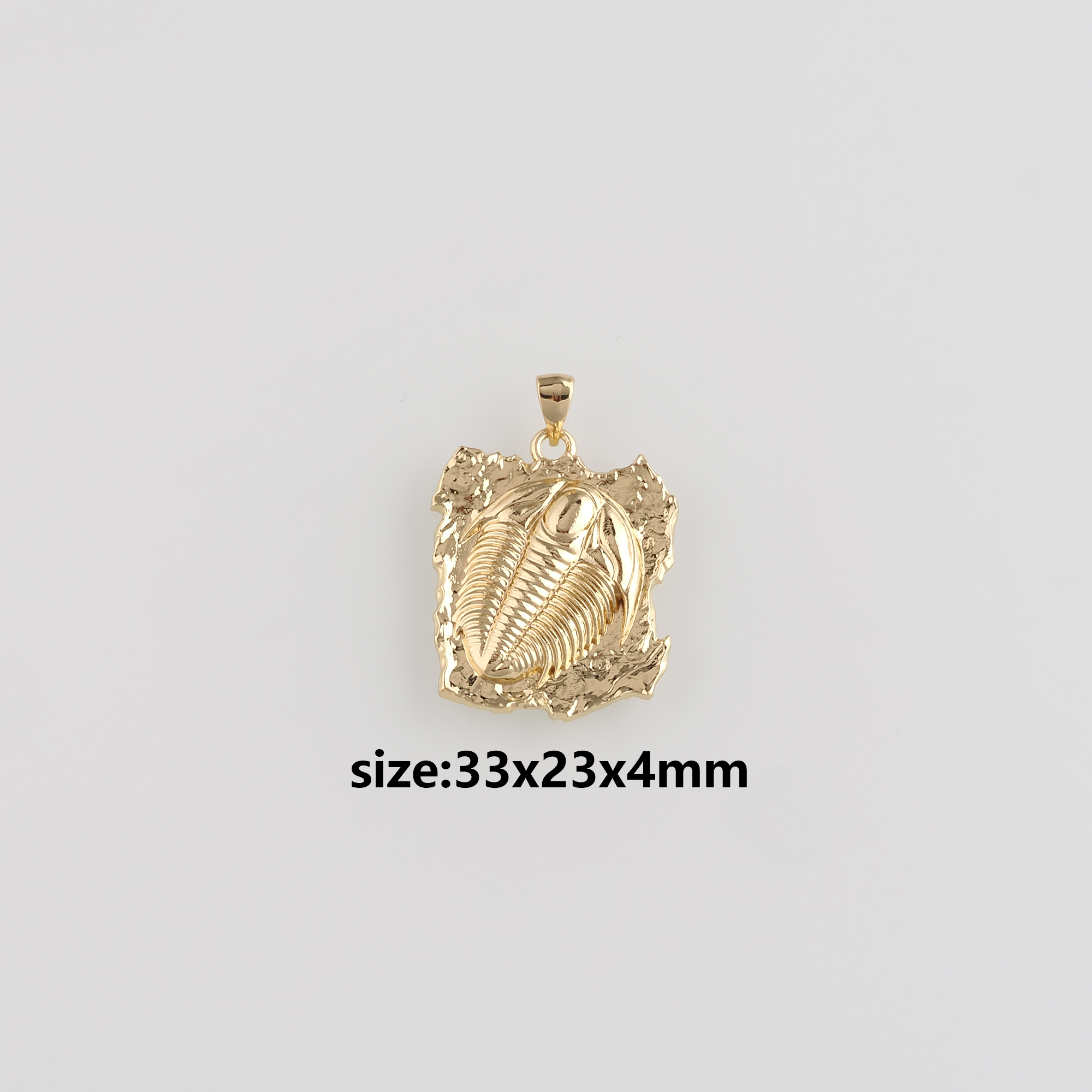 18K Gold Filled Trilobite Pendant,Trilobite Charm Earrings Necklace for DIY Jewelry Making Supply