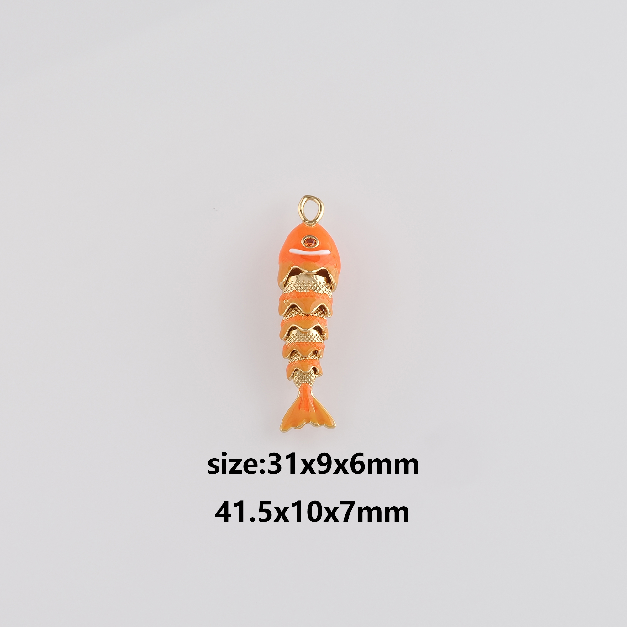 18K Gold Filled Fish Pendant,Enamel Fish Charm Earrings Necklace for DIY Jewelry Making Supply