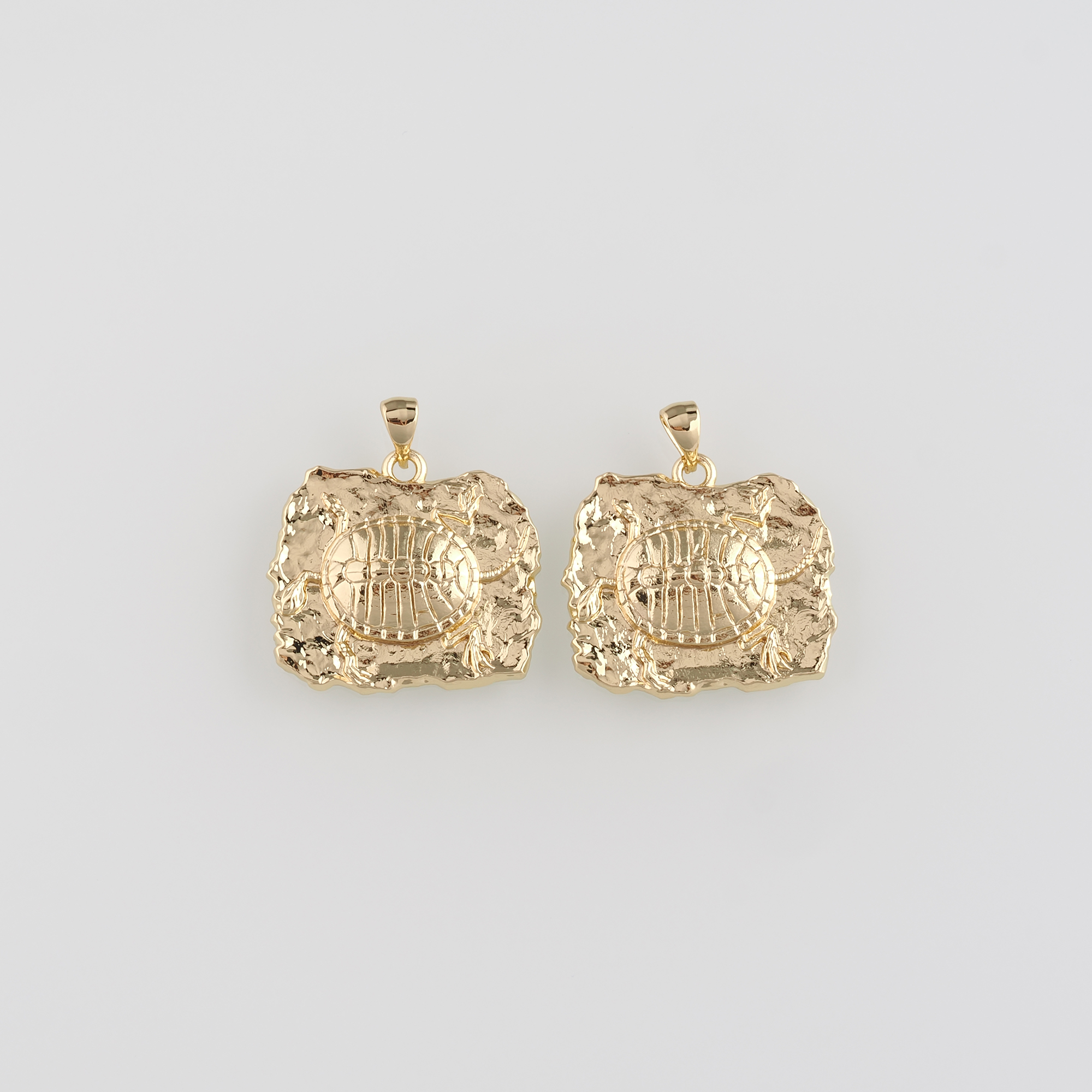 18K Gold Filled Turtle Fossil Pendant,Turtle Fossil Charm Earrings Necklace for DIY Jewelry Making Supply