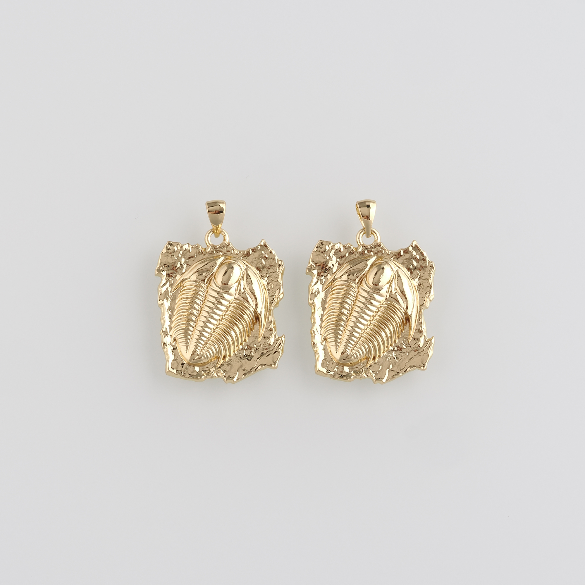 18K Gold Filled Trilobite Pendant,Trilobite Charm Earrings Necklace for DIY Jewelry Making Supply