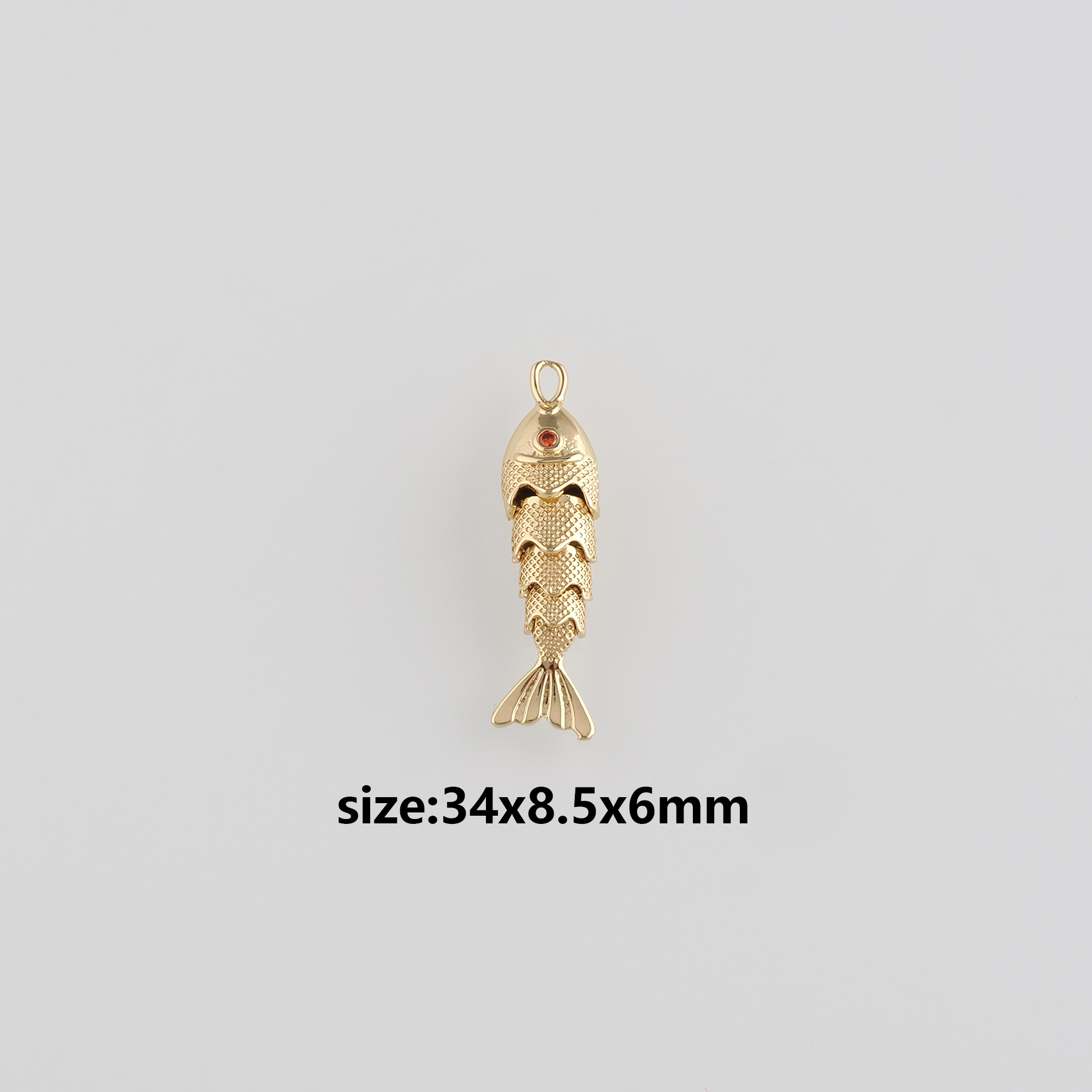 18K Gold Filled Fish Pendant,Ocean Fish Charm Earrings Necklace for DIY Jewelry Making Supply