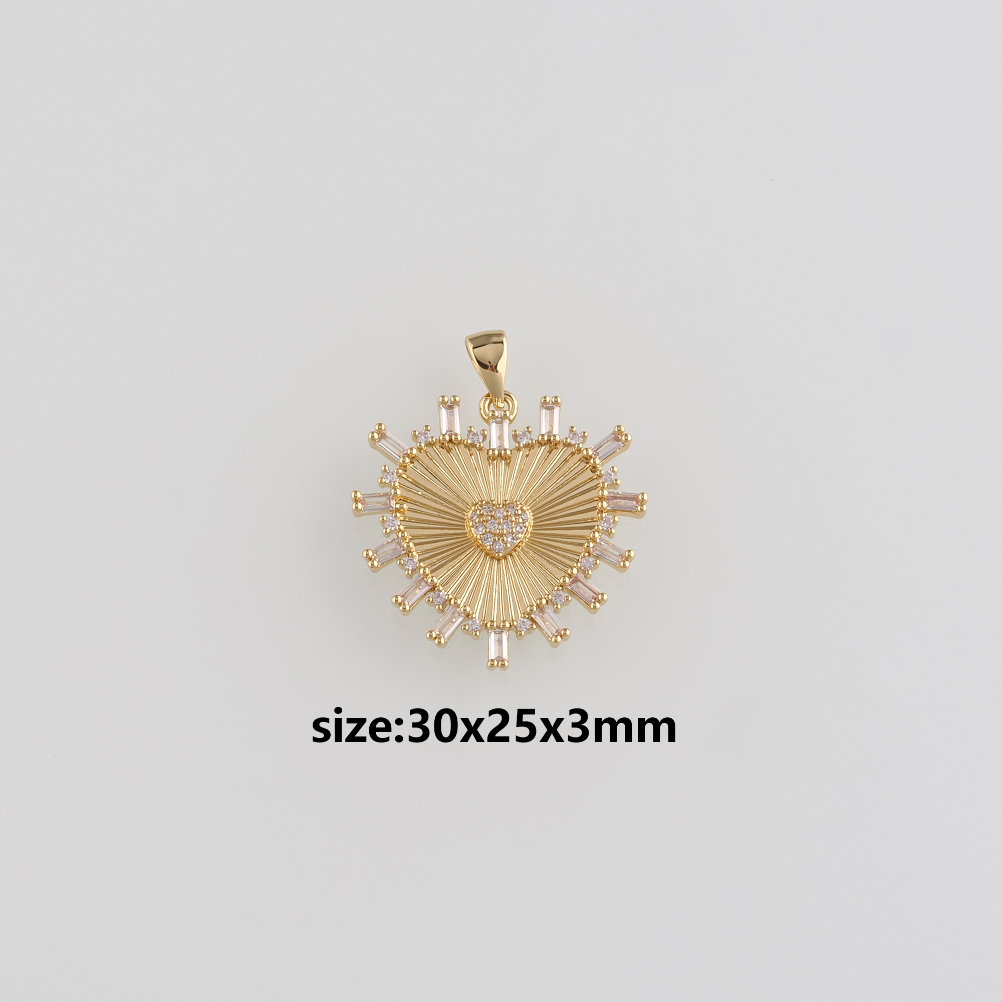 18K Gold Filled Heart Pendant,CZ Micro Pave Heart Charm Earrings Necklace for DIY Jewelry Making Supply