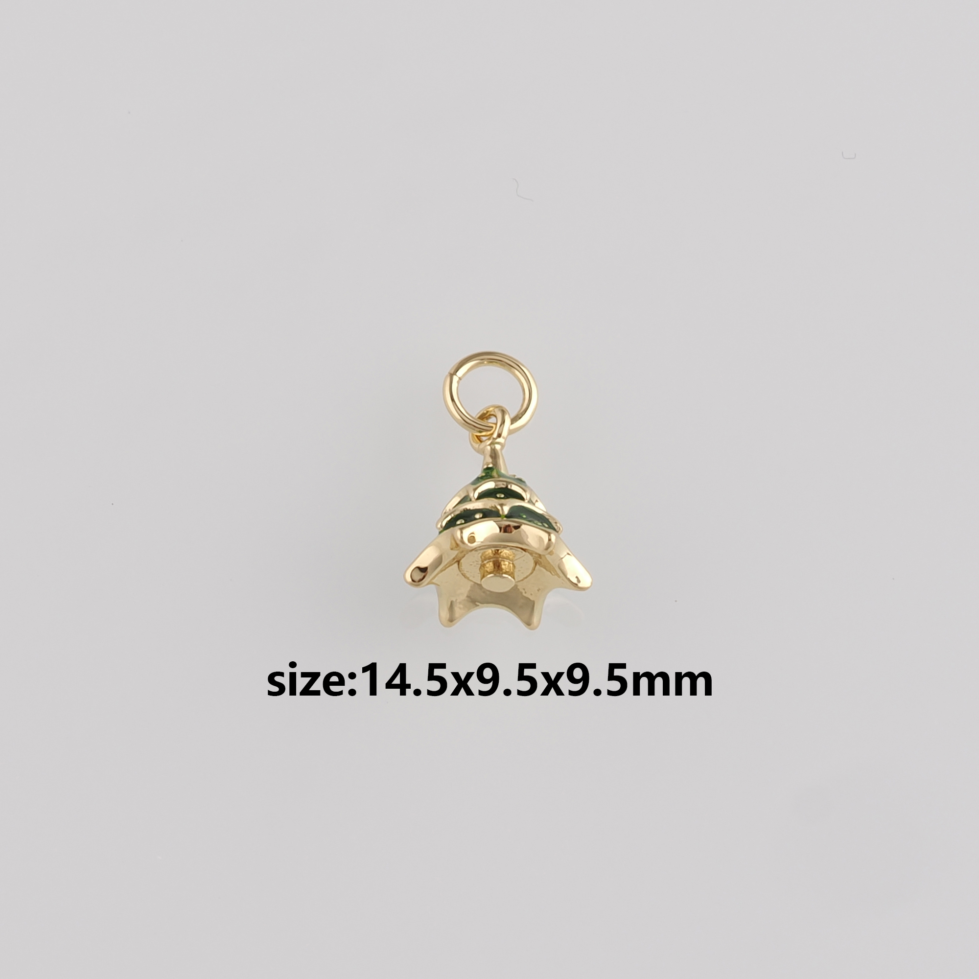 18K Gold Filled Christmas Tree Pendant,Enamel Tree Charm Earrings Necklace for DIY Jewelry Making Supply
