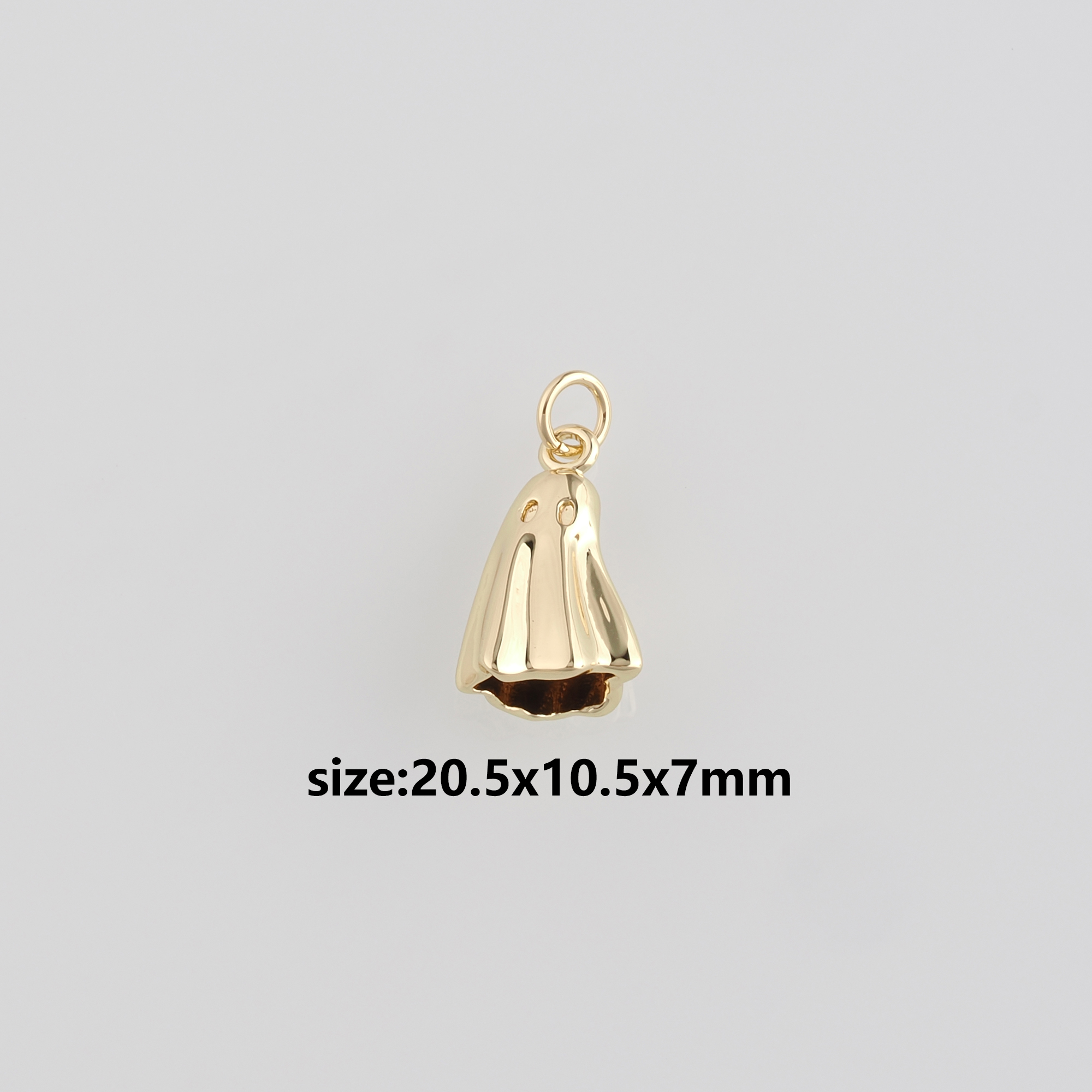 18K Gold Filled Ghost Pendant,Halloween Charm,Cute Ghost Earrings Necklace for DIY Jewelry Making Supply