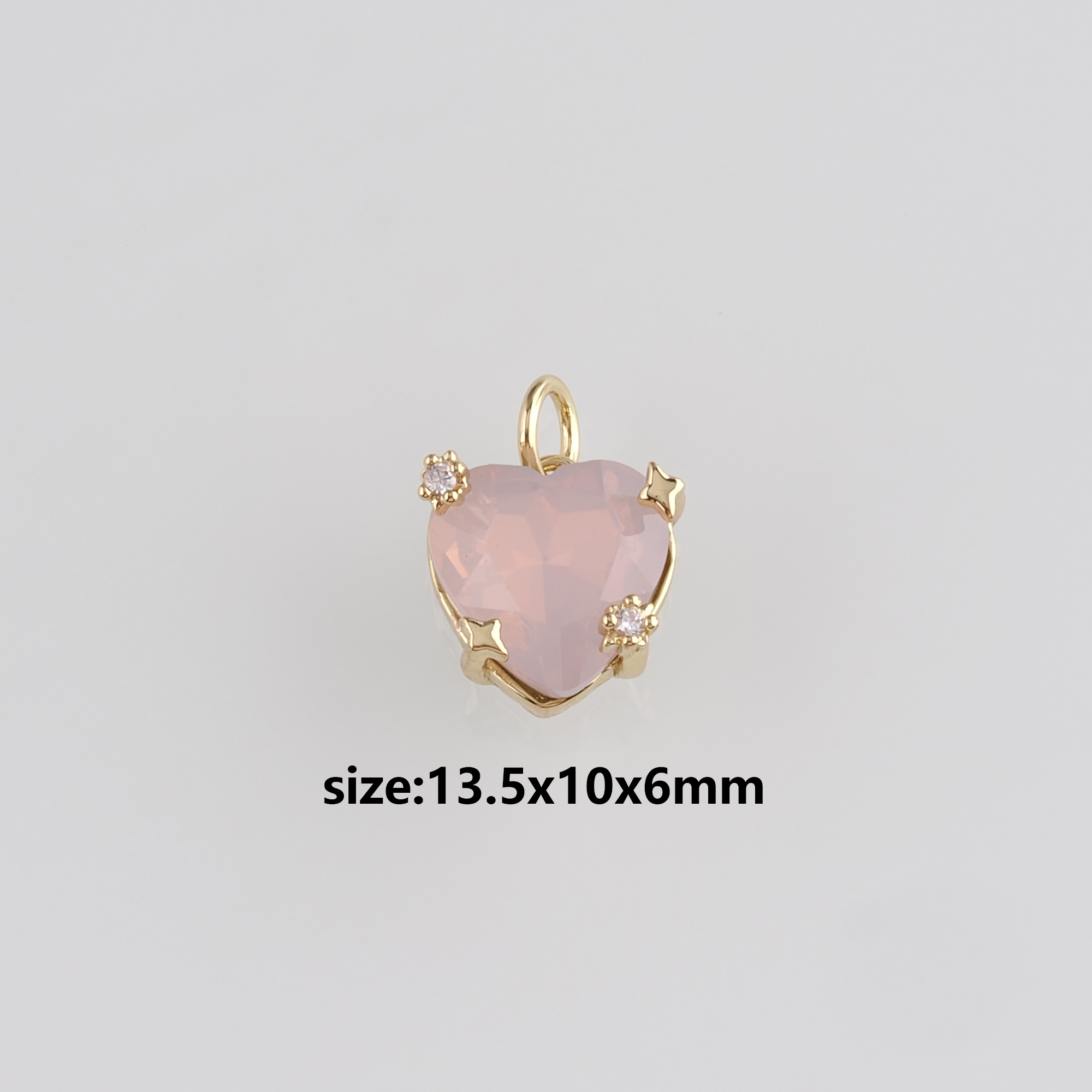 18K Gold Filled Heart Pendant,Crystal Heart Charm Earrings Necklace for DIY Jewelry Making Supply