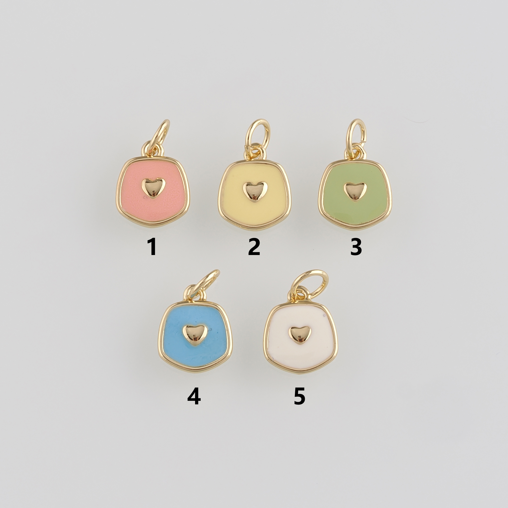 18K Gold Filled Heart Pendant,Enamel Heart Charm Earrings Necklace for DIY Jewelry Making Supply