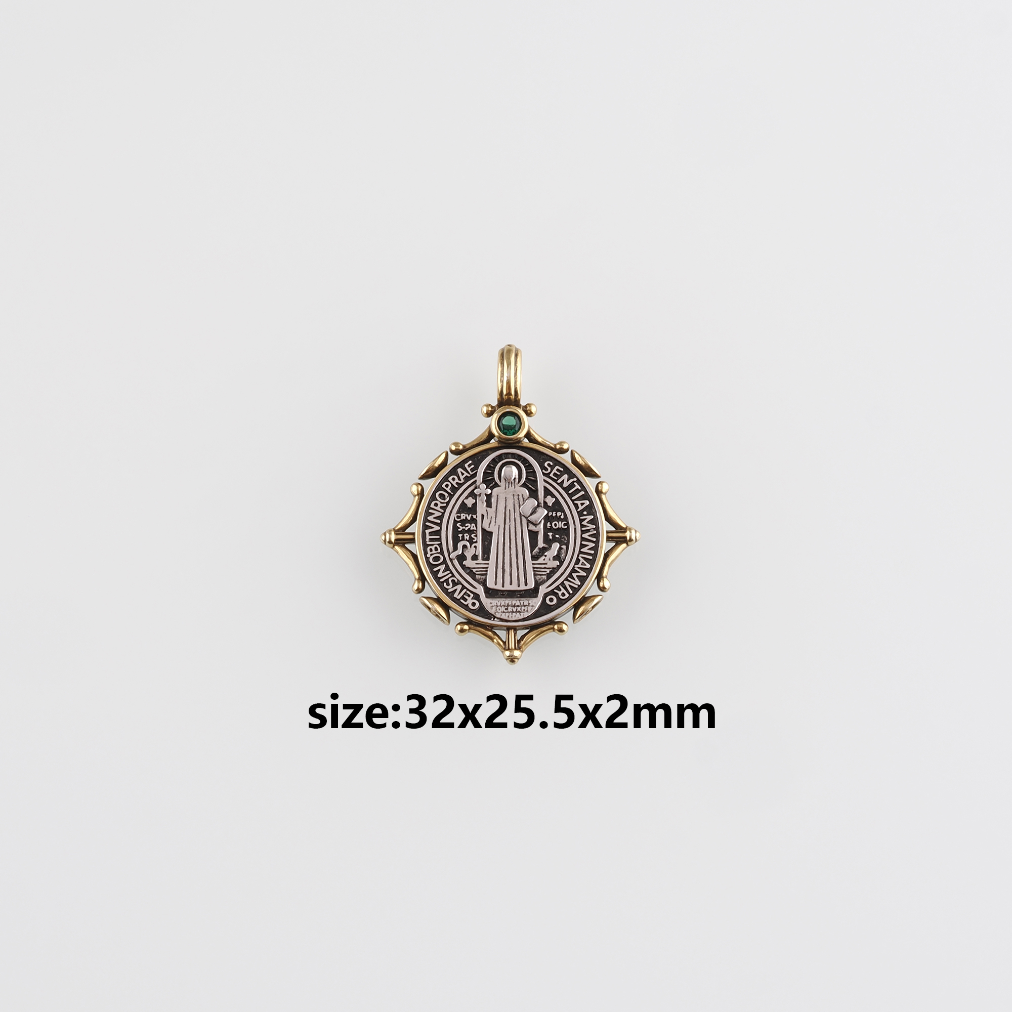 18K Gold Filled Benedict Pendant,Religious Charm Earrings Necklace for DIY Jewelry Making Supply