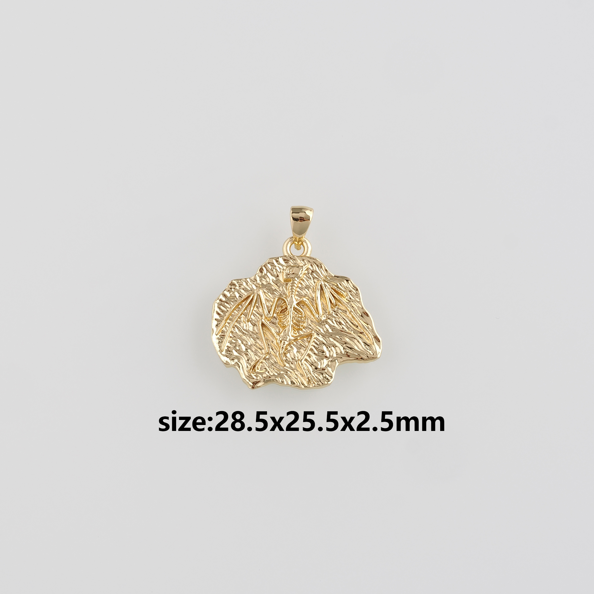 18K Gold Filled Fossil Pendant,Fossil Charm Earrings Necklace for DIY Jewelry Making Supply