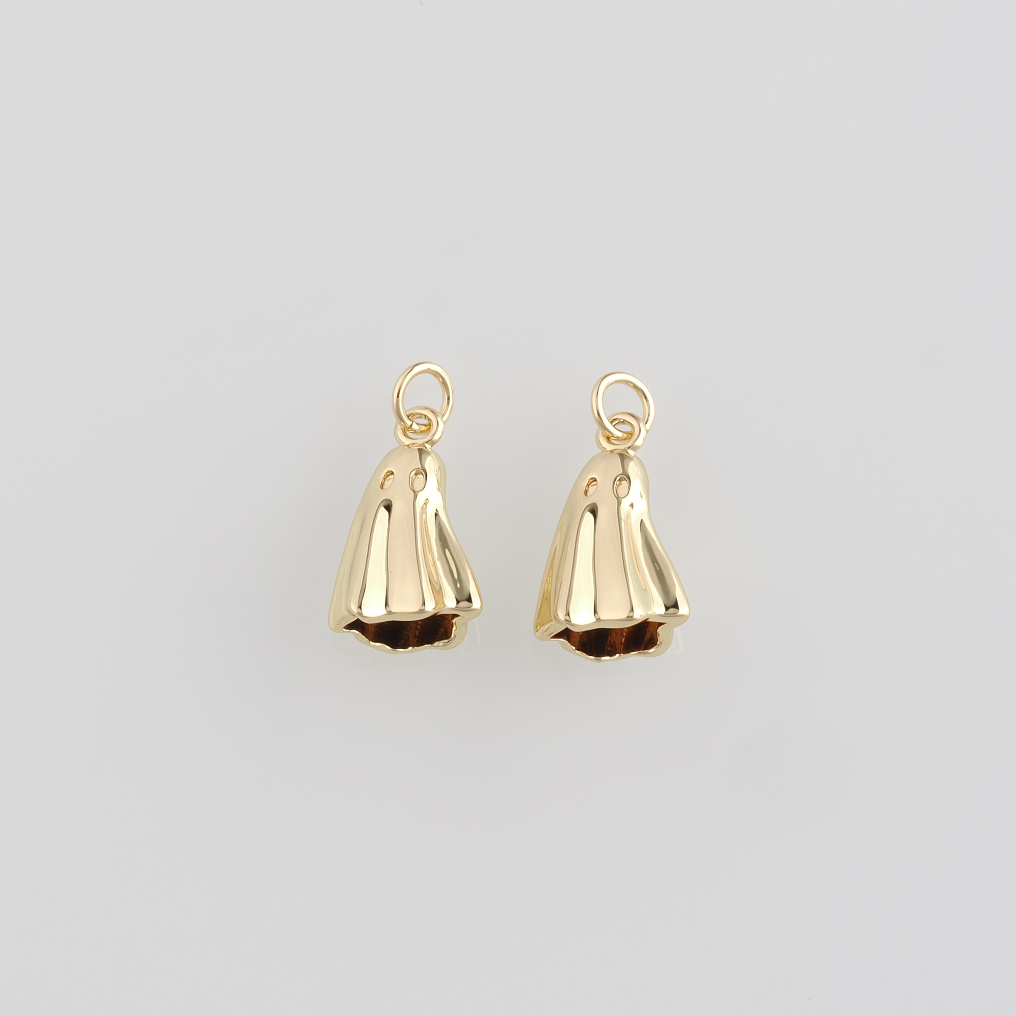 18K Gold Filled Ghost Pendant,Halloween Charm,Cute Ghost Earrings Necklace for DIY Jewelry Making Supply