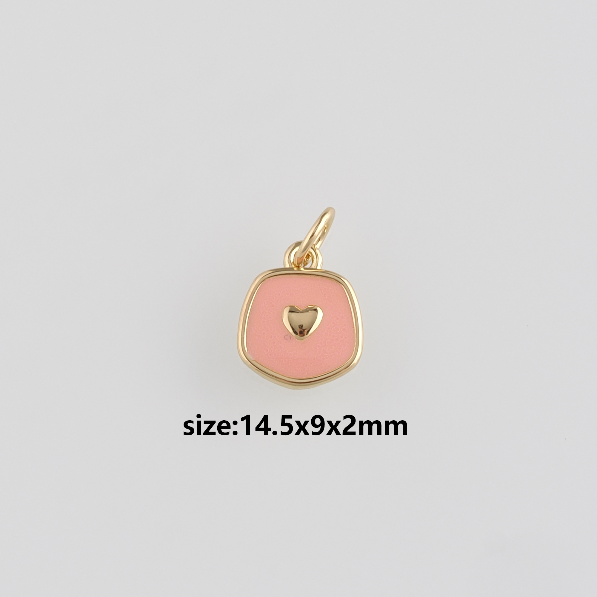 18K Gold Filled Heart Pendant,Enamel Heart Charm Earrings Necklace for DIY Jewelry Making Supply