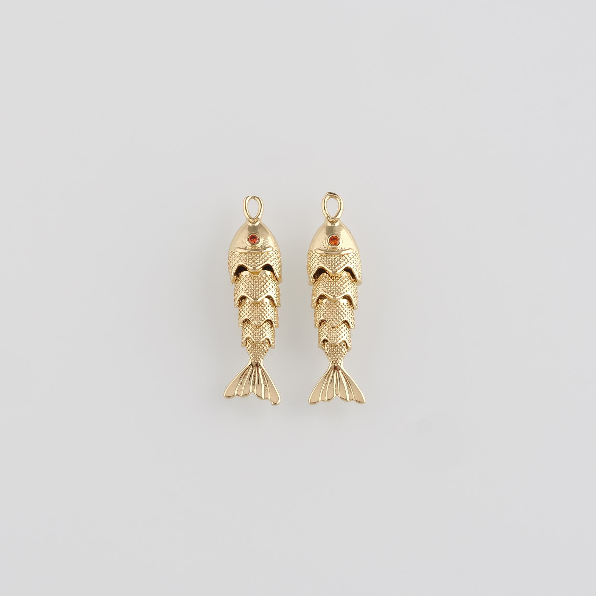 18K Gold Filled Fish Pendant,Ocean Fish Charm Earrings Necklace for DIY Jewelry Making Supply