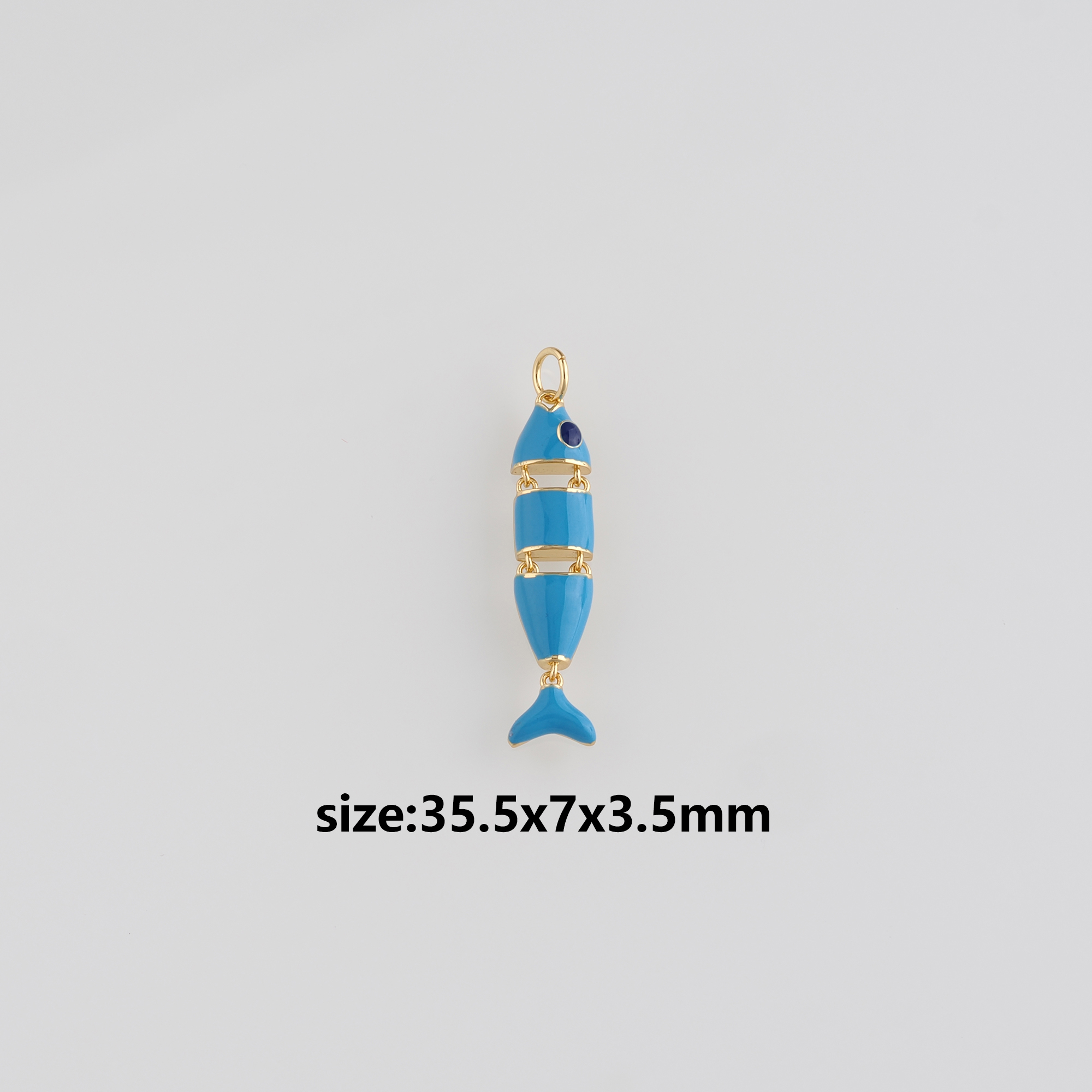 18K Gold Filled Fish Pendant,Enamel Fish Charm Earrings Necklace for DIY Jewelry Making Supply