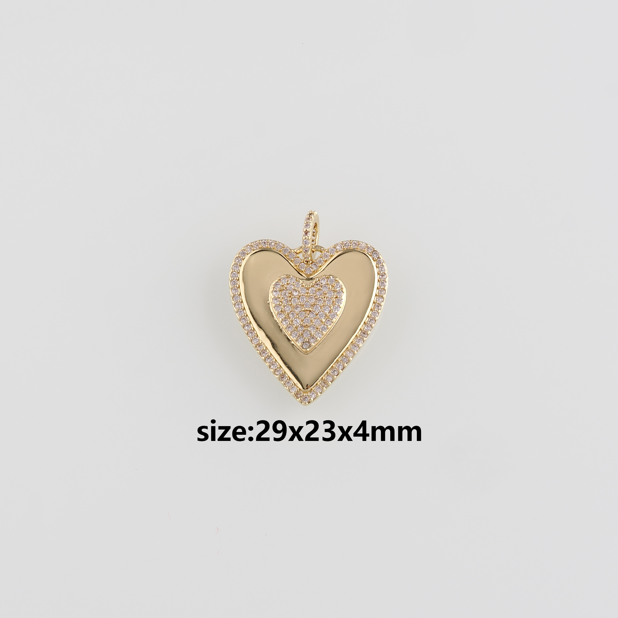 18K Gold Filled Heart Pendant,CZ Micro Pave Heart Charm Earrings Necklace for DIY Jewelry Making Supply