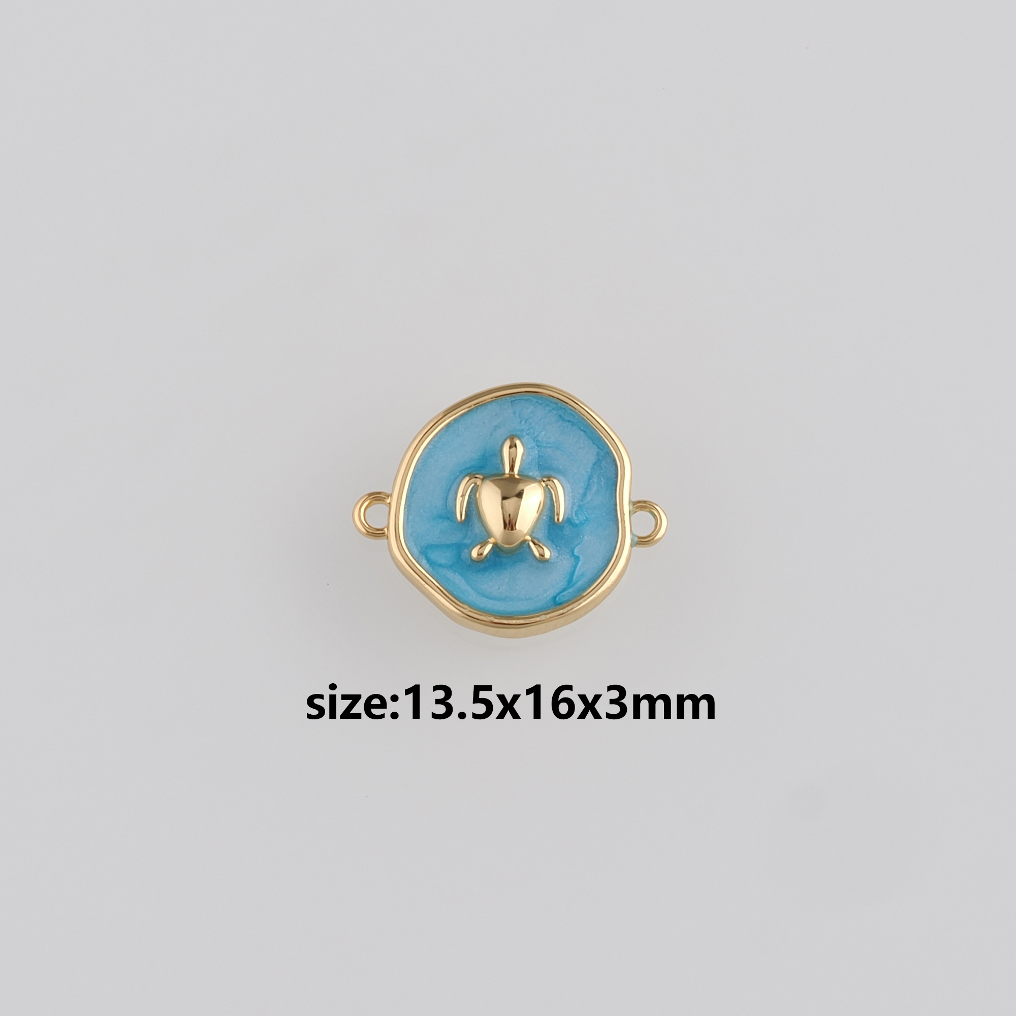 18K Gold Filled Turtle Connector,Enamel Turtle Charm Necklace Bracelet for DIY Jewelry Making Supply