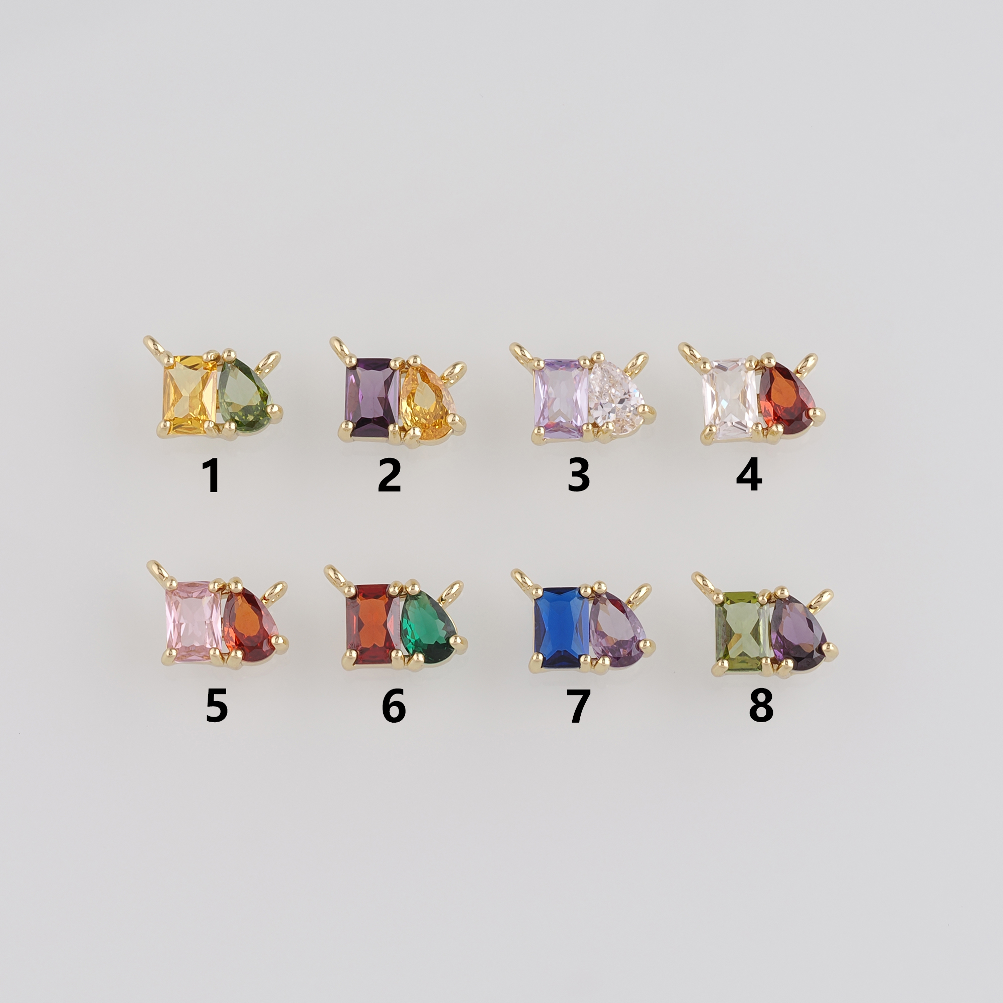 18K Gold Filled Rectangle Pendant,CZ Micro Pave Rectangle Charm Earrings Necklace for DIY Jewelry Making Supply