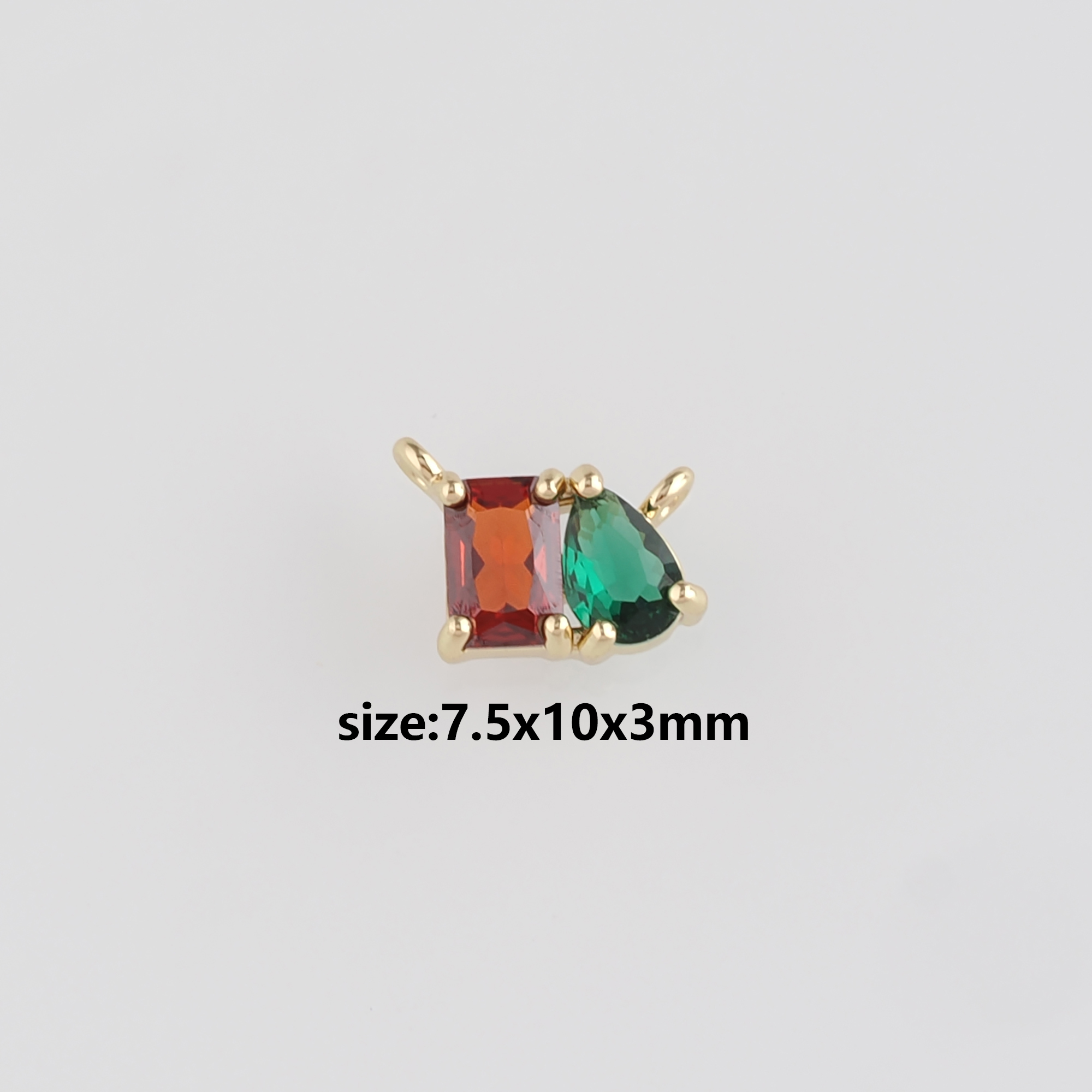 18K Gold Filled Rectangle Pendant,CZ Micro Pave Rectangle Charm Earrings Necklace for DIY Jewelry Making Supply