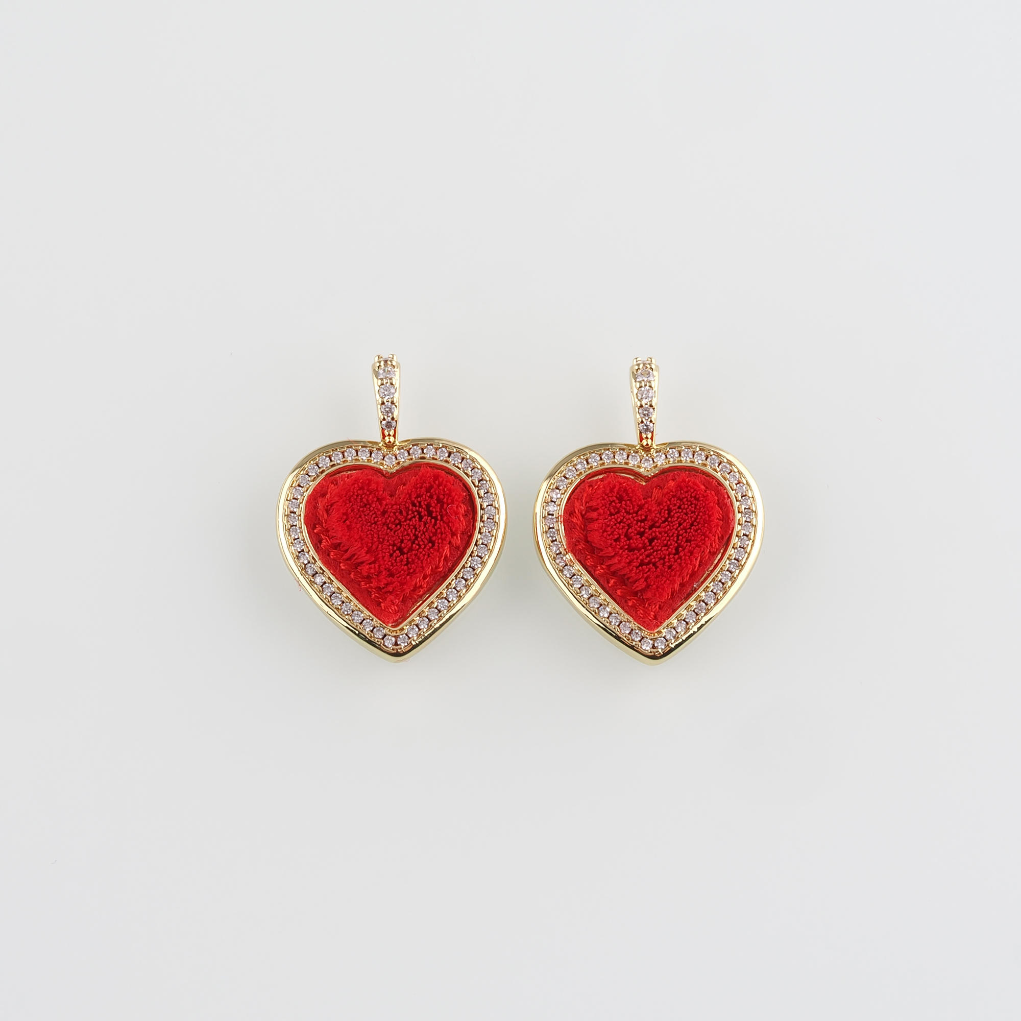 18K Gold Filled Heart Pendant,CZ Micro Pave Heart Charm Earrings Necklace for DIY Jewelry Making Supply