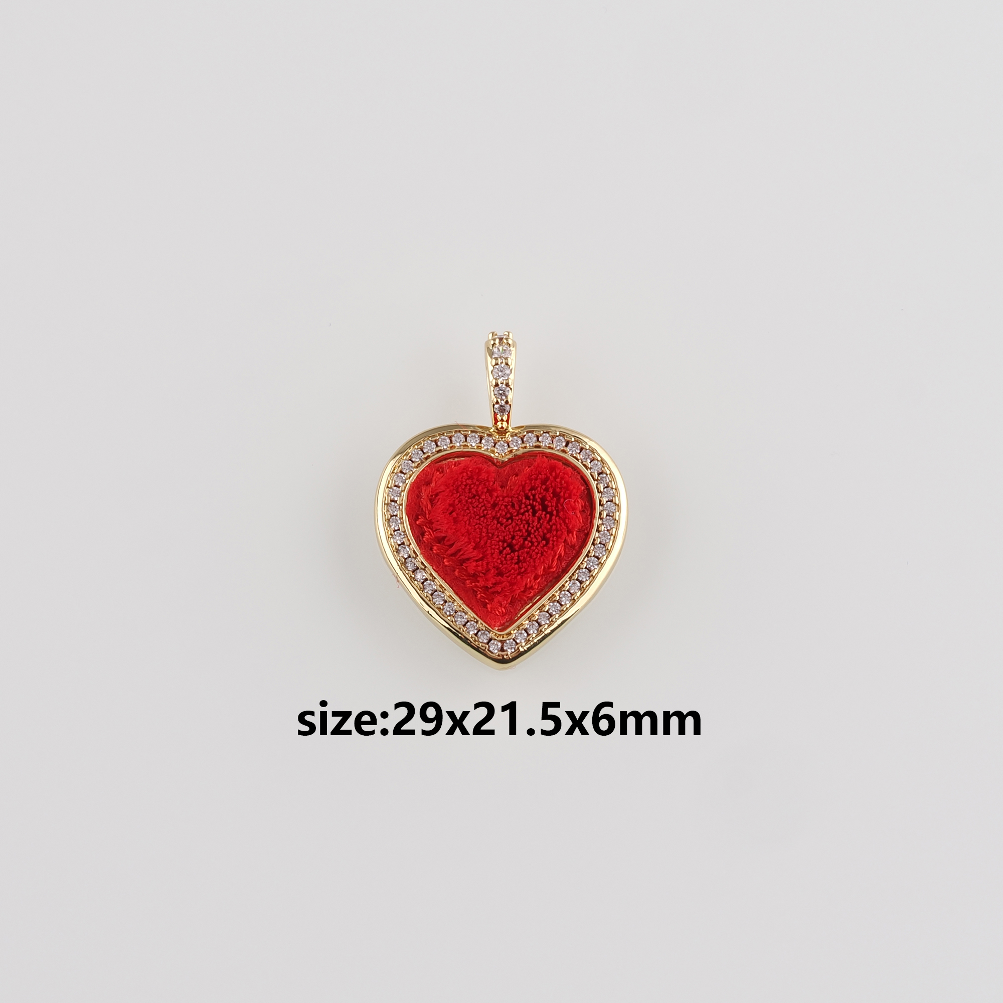 18K Gold Filled Heart Pendant,CZ Micro Pave Heart Charm Earrings Necklace for DIY Jewelry Making Supply