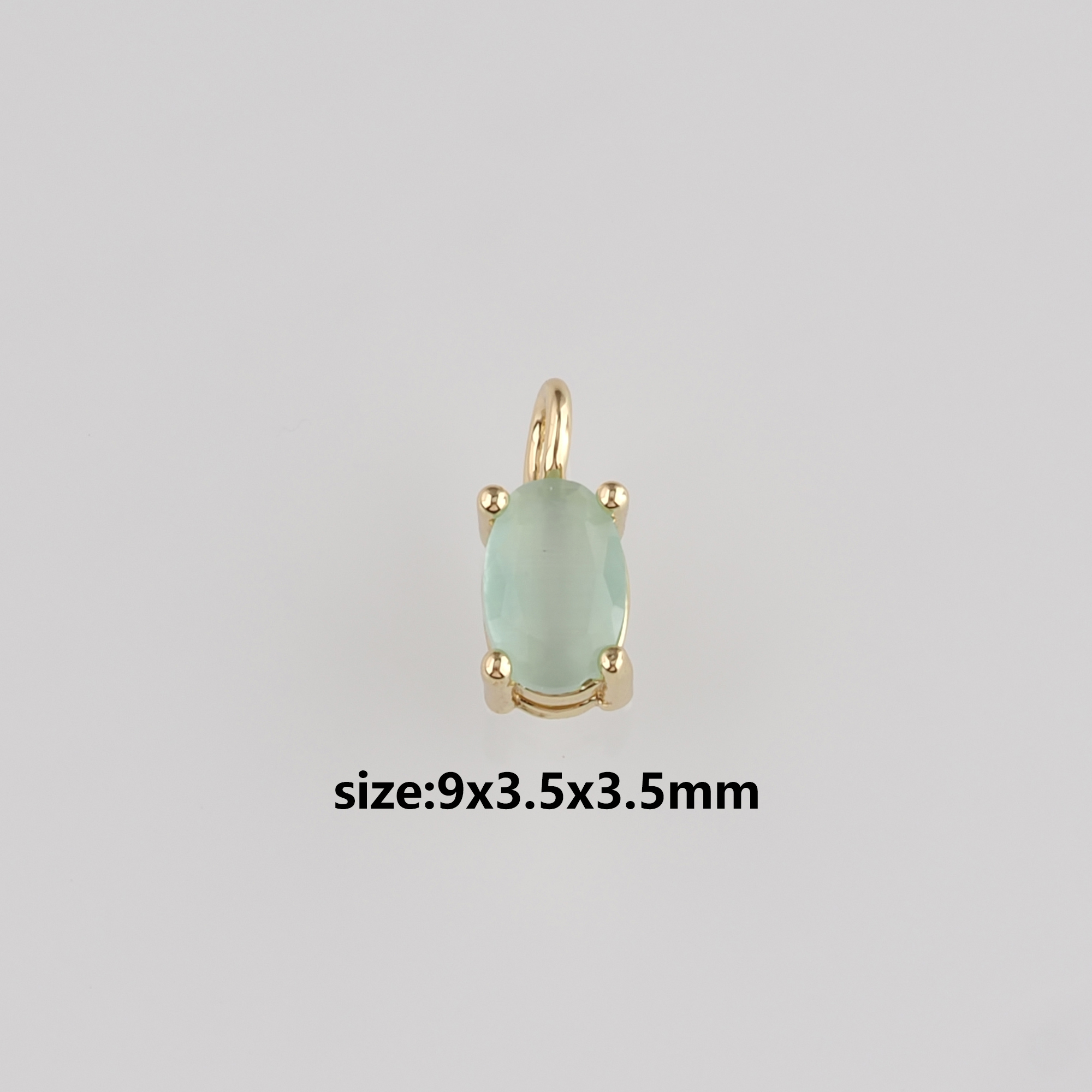 18K Gold Filled Oval Pendant,Crystal Oval Charm Earrings Necklace for DIY Jewelry Making Supply