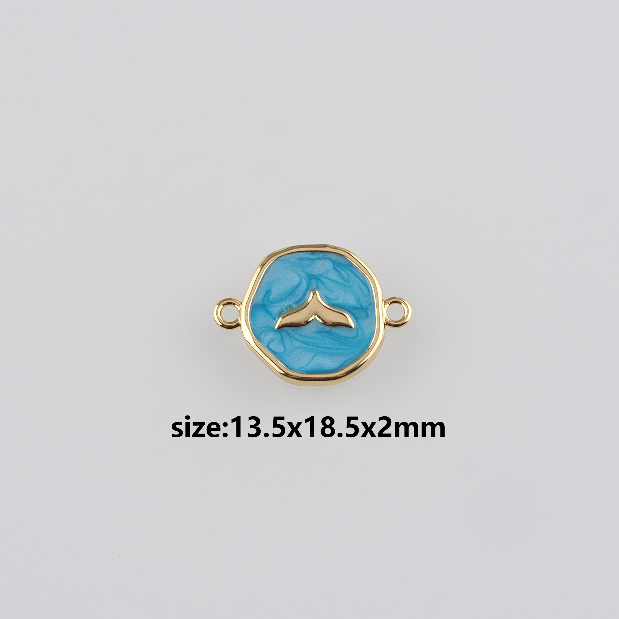 18K Gold Filled Mermaid Tail Connector,Enamel Mermaid Tail Charm Necklace Bracelet for DIY Jewelry Making Supply