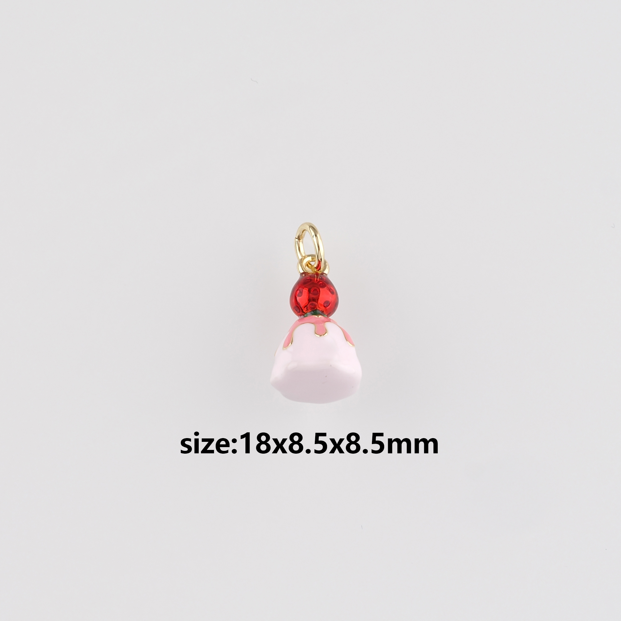 18K Gold Filled Cake Pendant,Enamel Strawberry Cake Charm Earrings Necklace for DIY Jewelry Making Supply