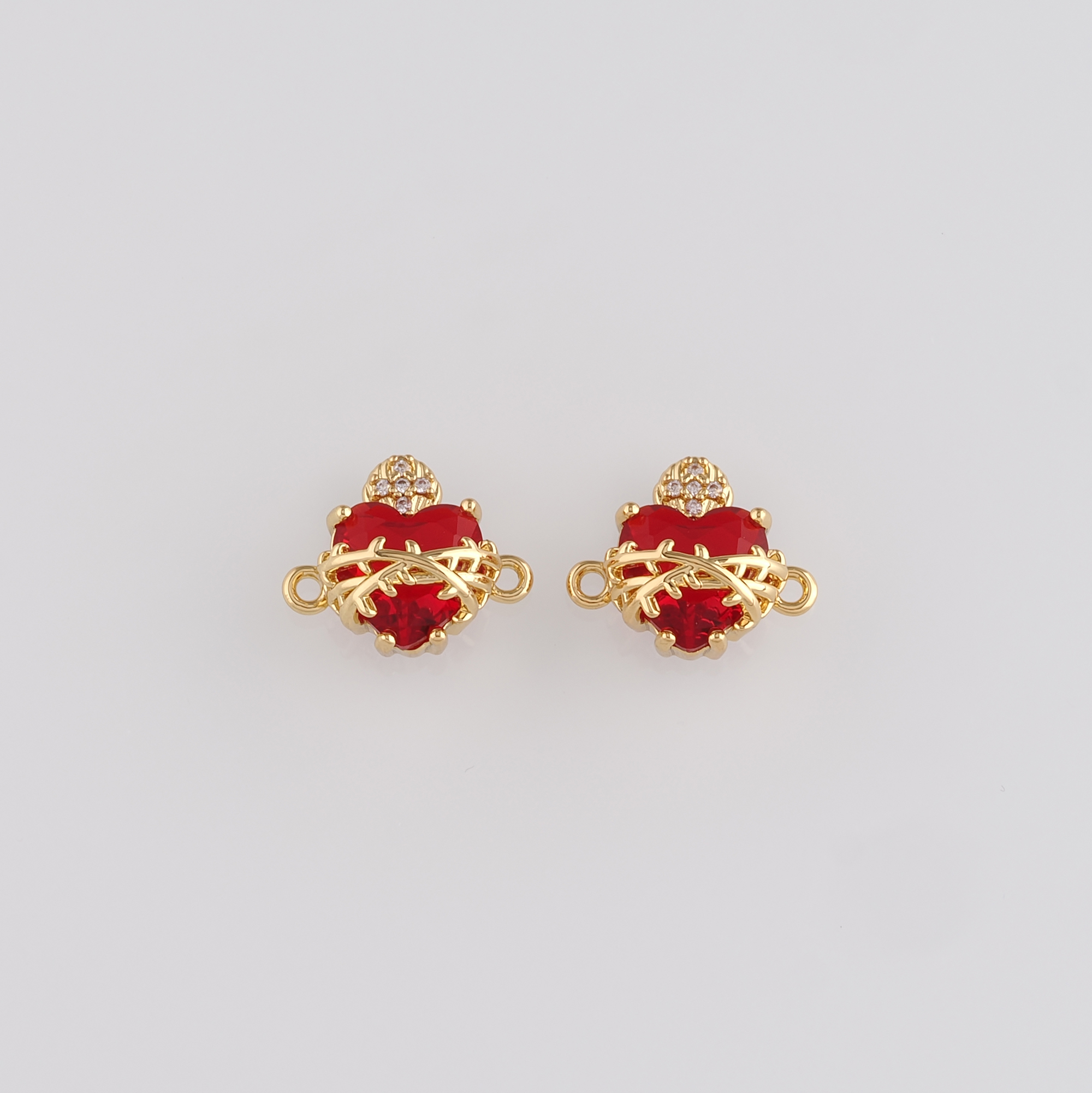 18K Gold Filled Sacred Heart Connector,Sacred Heart Charm Necklace Bracelet for DIY Jewelry Making Supply