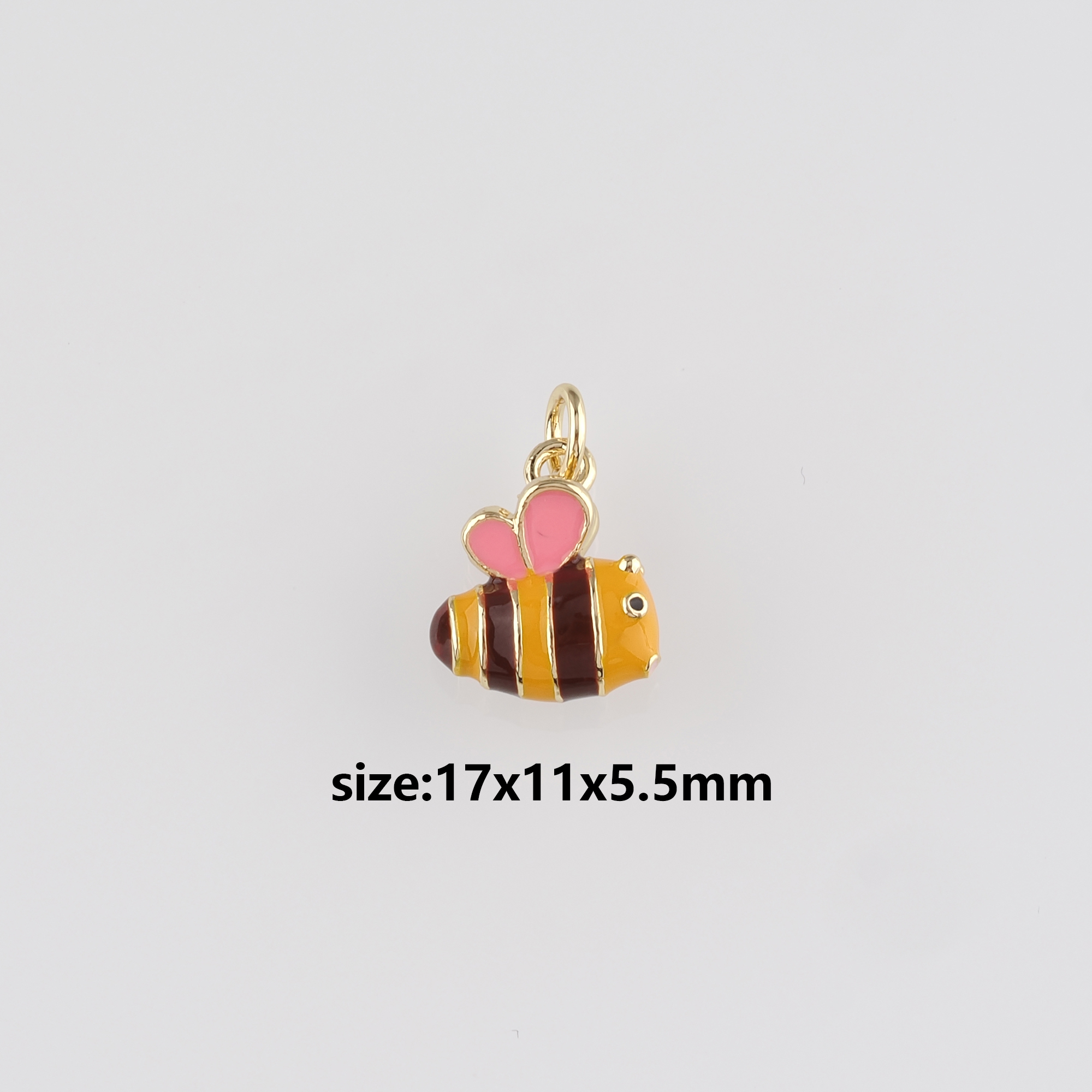 18K Gold Filled Bee Pendant,Enamel Bee Charm Earrings Necklace for DIY Jewelry Making Supply