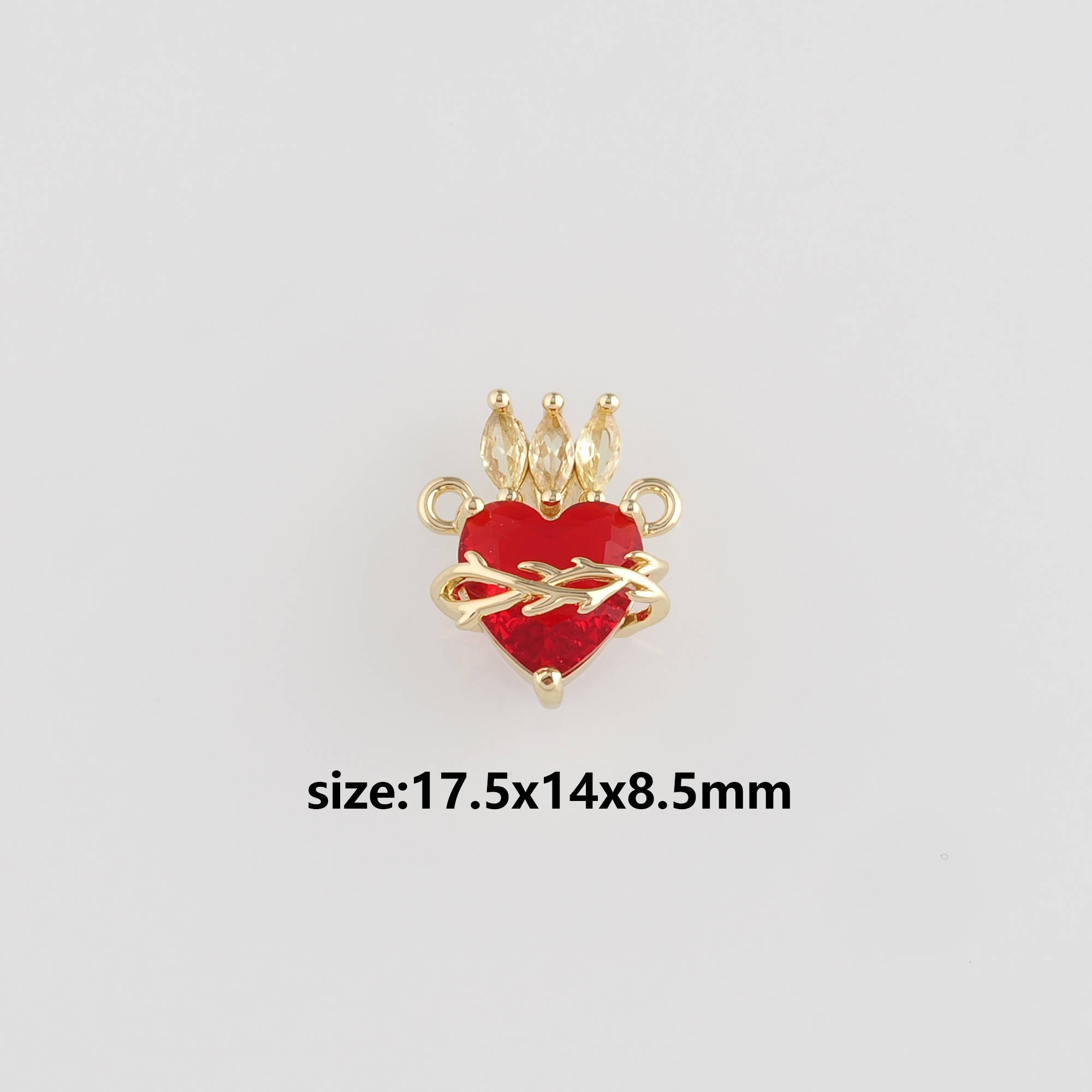 18K Gold Filled Sacred Heart Connector,Sacred Heart Charm Necklace Bracelet for DIY Jewelry Making Supply