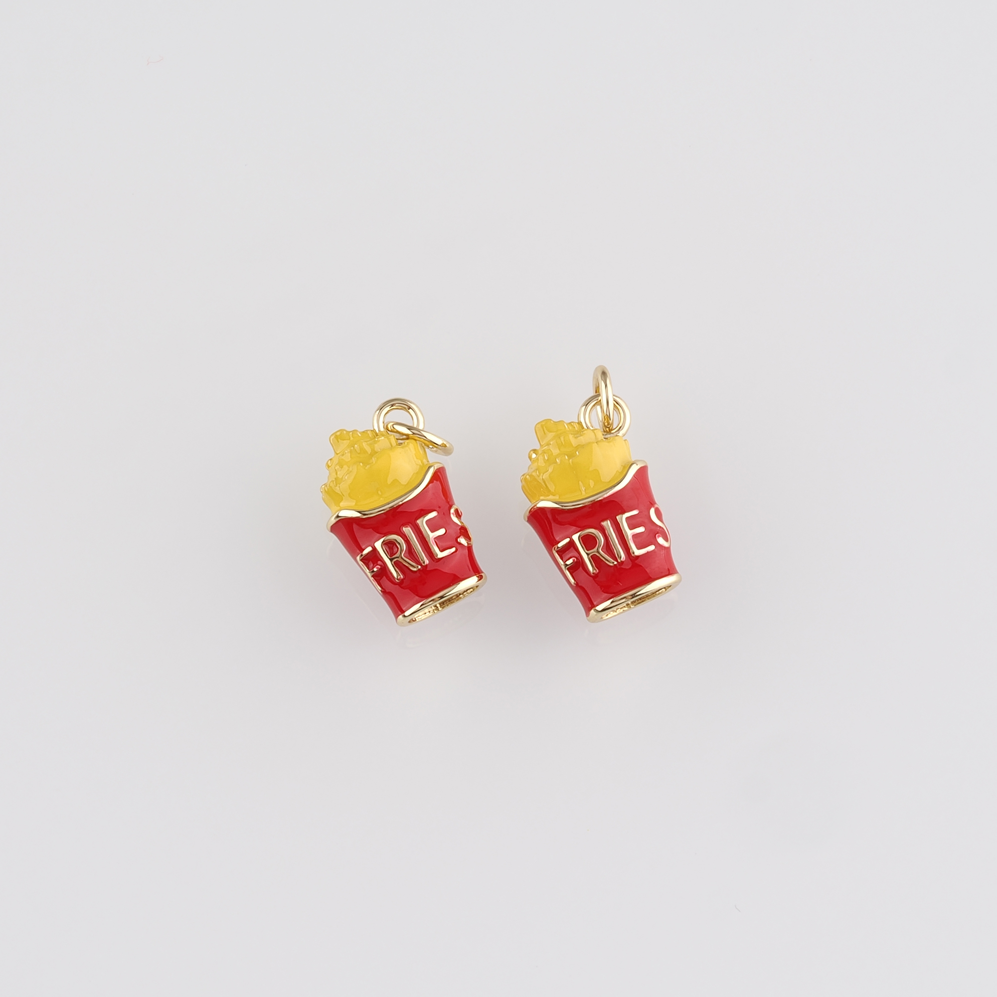 18K Gold Filled French Fries Pendant,Enamel French Fry Charm Earrings Necklace for DIY Jewelry Making Supply