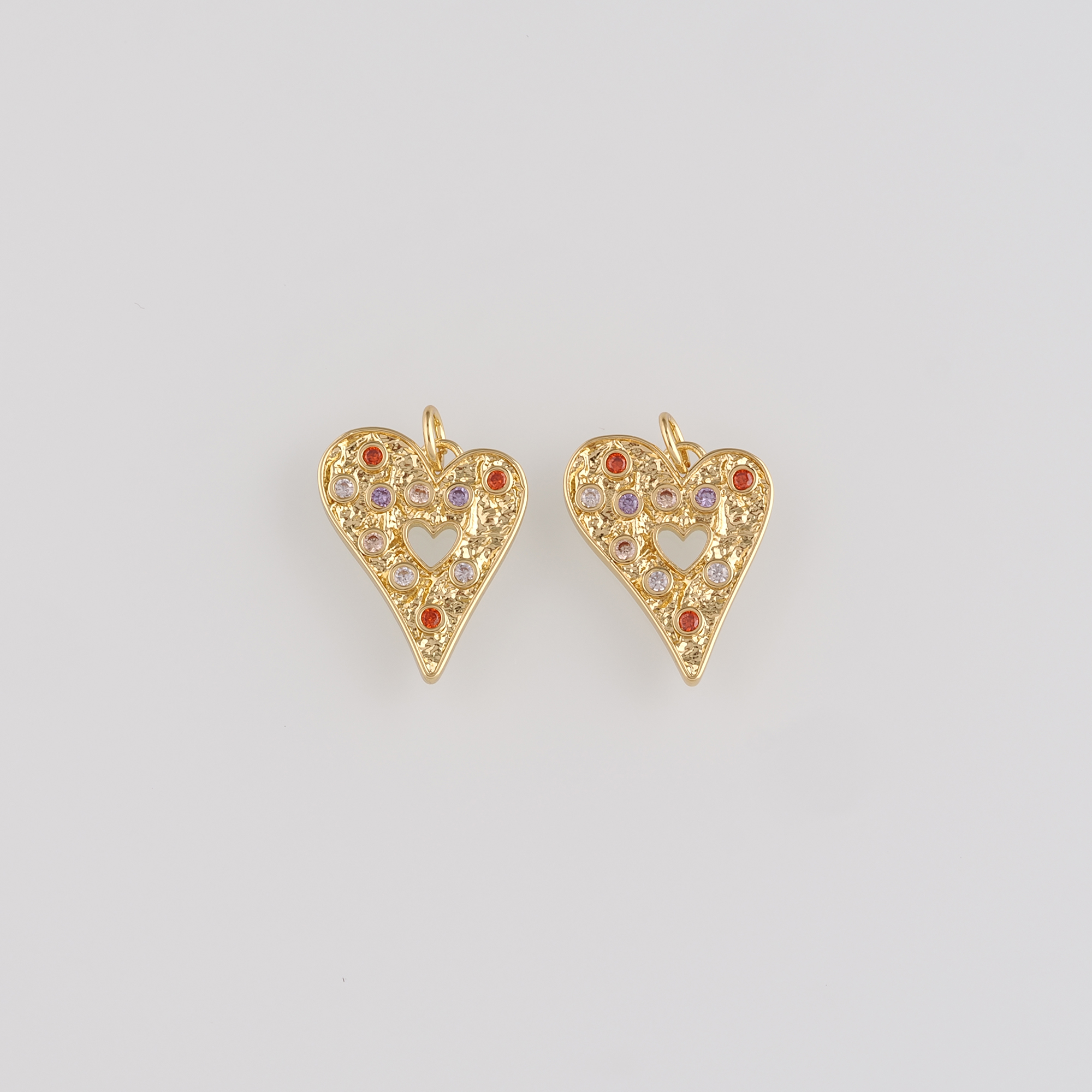 18K Gold Filled Heart Pendant,CZ Micro Pave Heart Charm Earrings Necklace for DIY Jewelry Making Supply