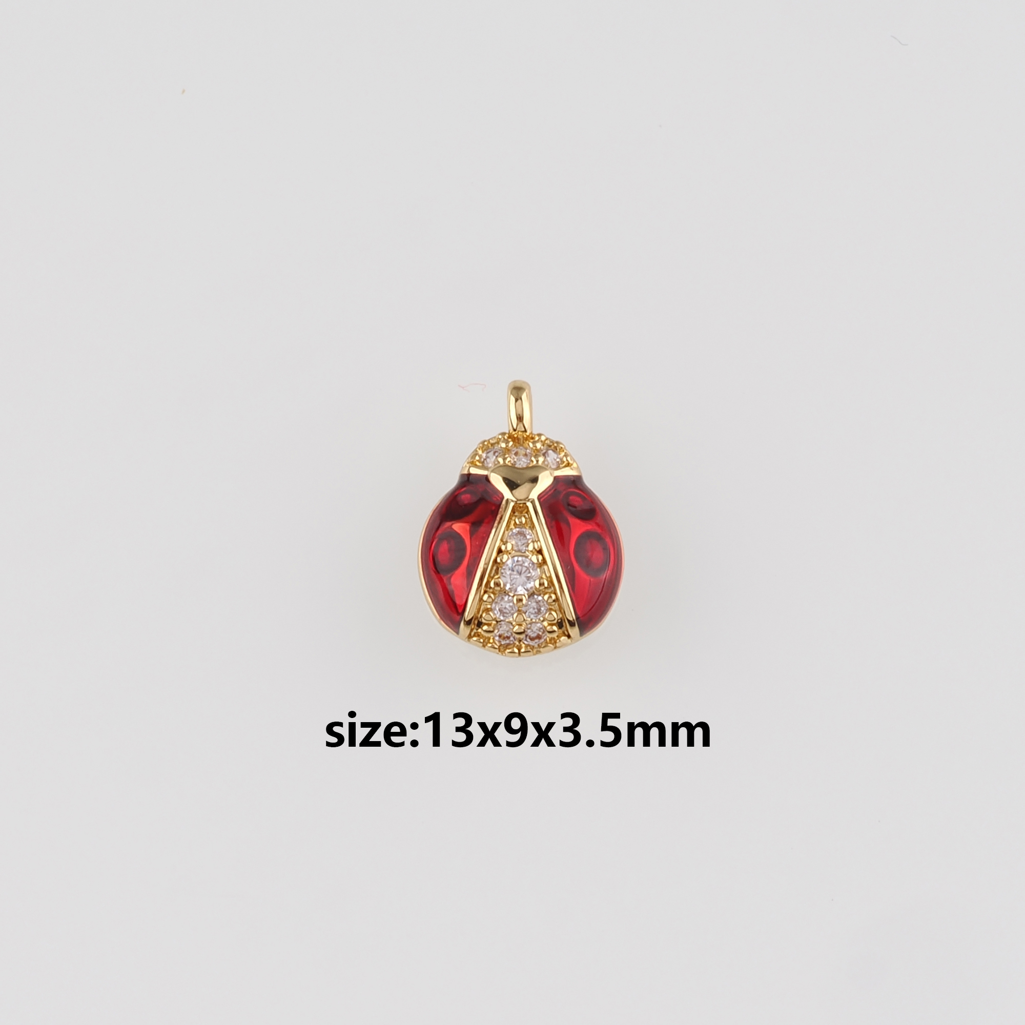 18K Gold Filled Ladybug Pendant,Insect Charm Earrings Necklace for DIY Jewelry Making Supply