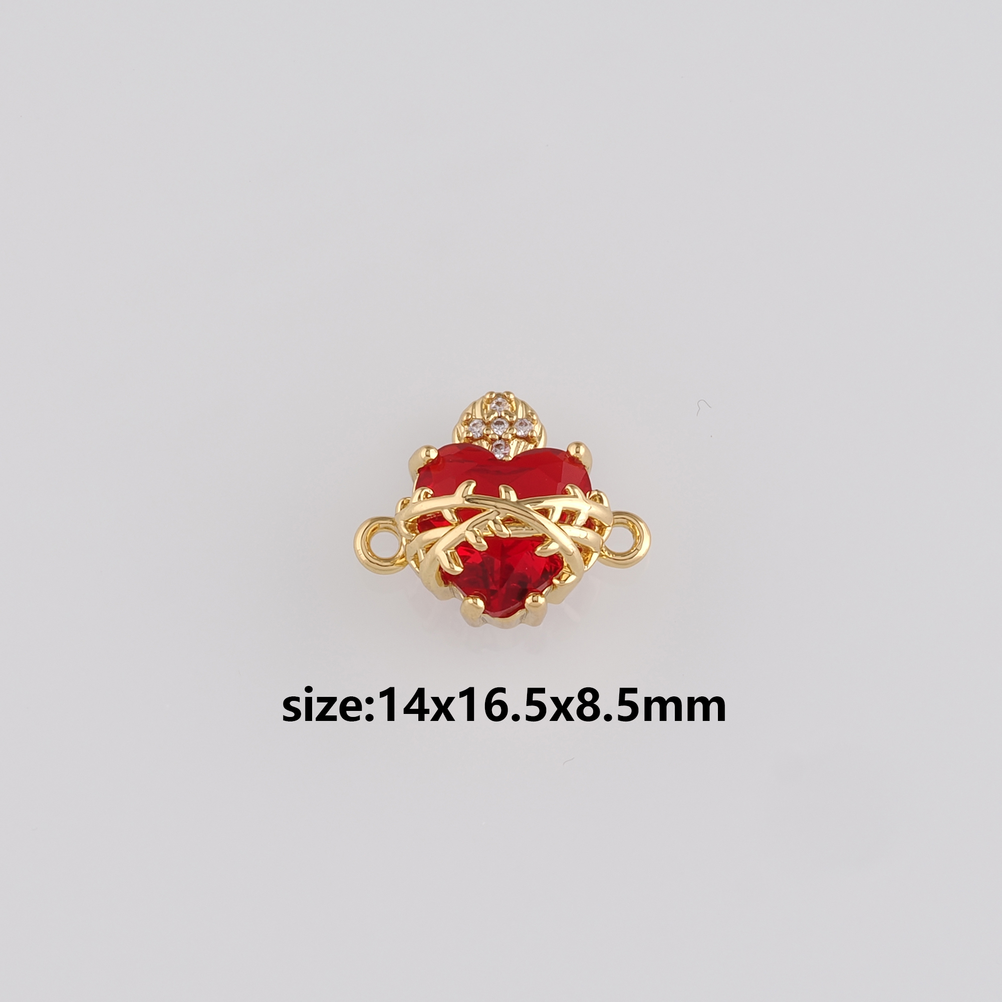 18K Gold Filled Sacred Heart Connector,Sacred Heart Charm Necklace Bracelet for DIY Jewelry Making Supply