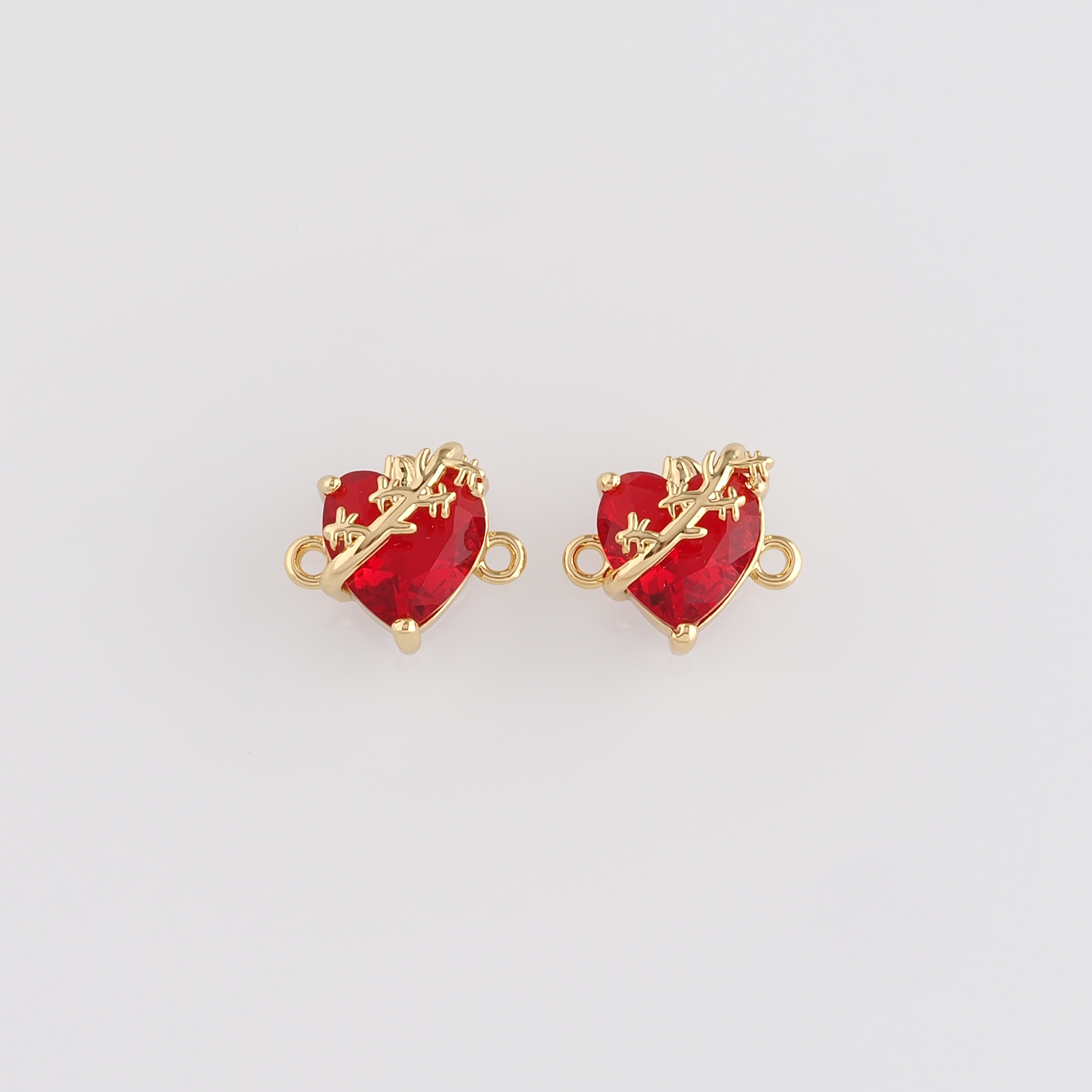 18K Gold Filled Heart Connector,Heart Charm Necklace Bracelet for DIY Jewelry Making Supply