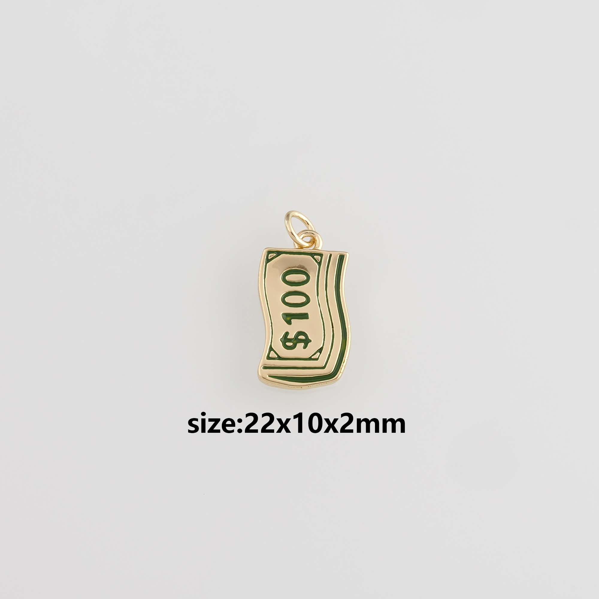 18K Gold Filled Dollar Pendant,Enamel Money Charm Earrings Necklace for DIY Jewelry Making Supply