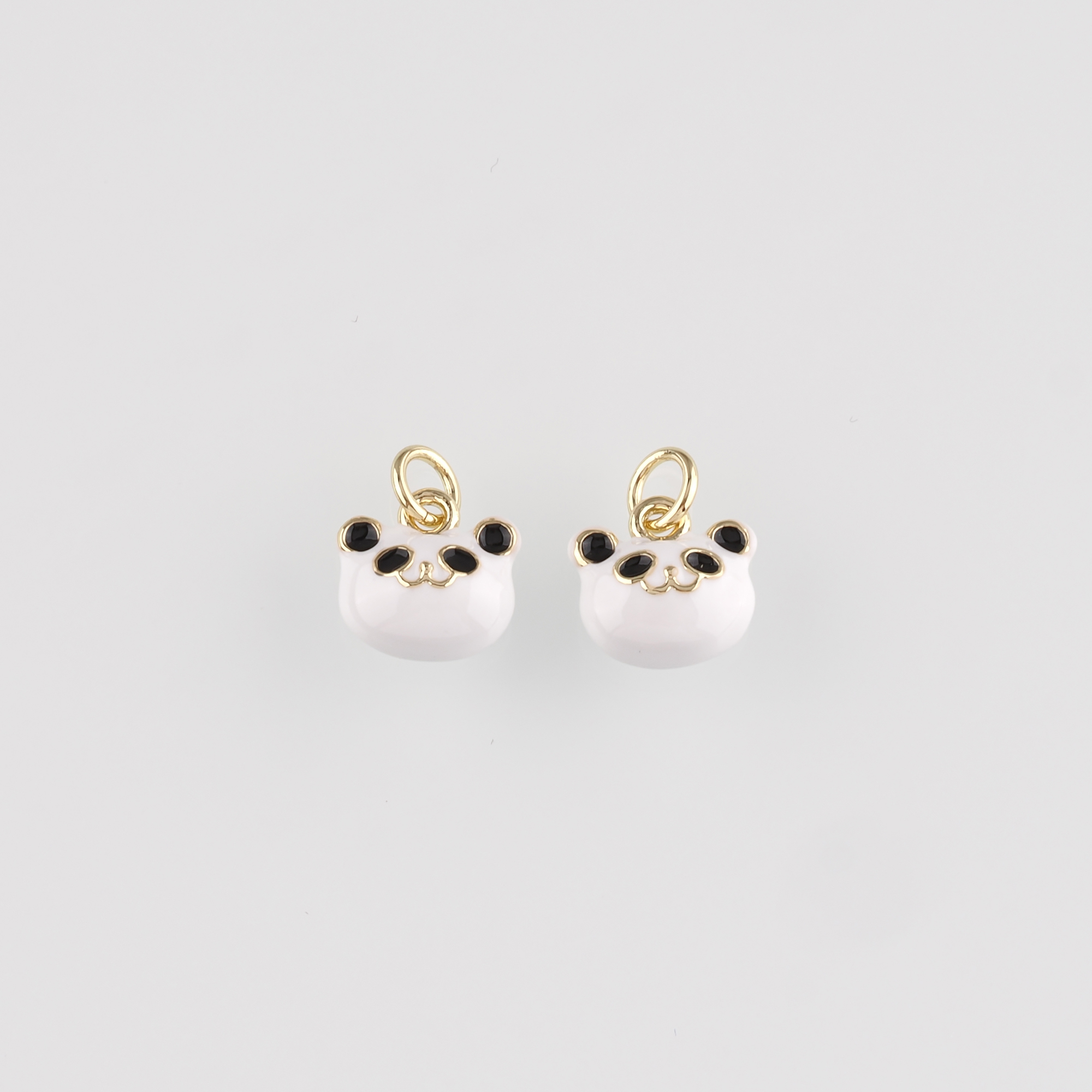 18K Gold Filled Panda Pendant,Enamel Panda Charm Earrings Necklace for DIY Jewelry Making Supply