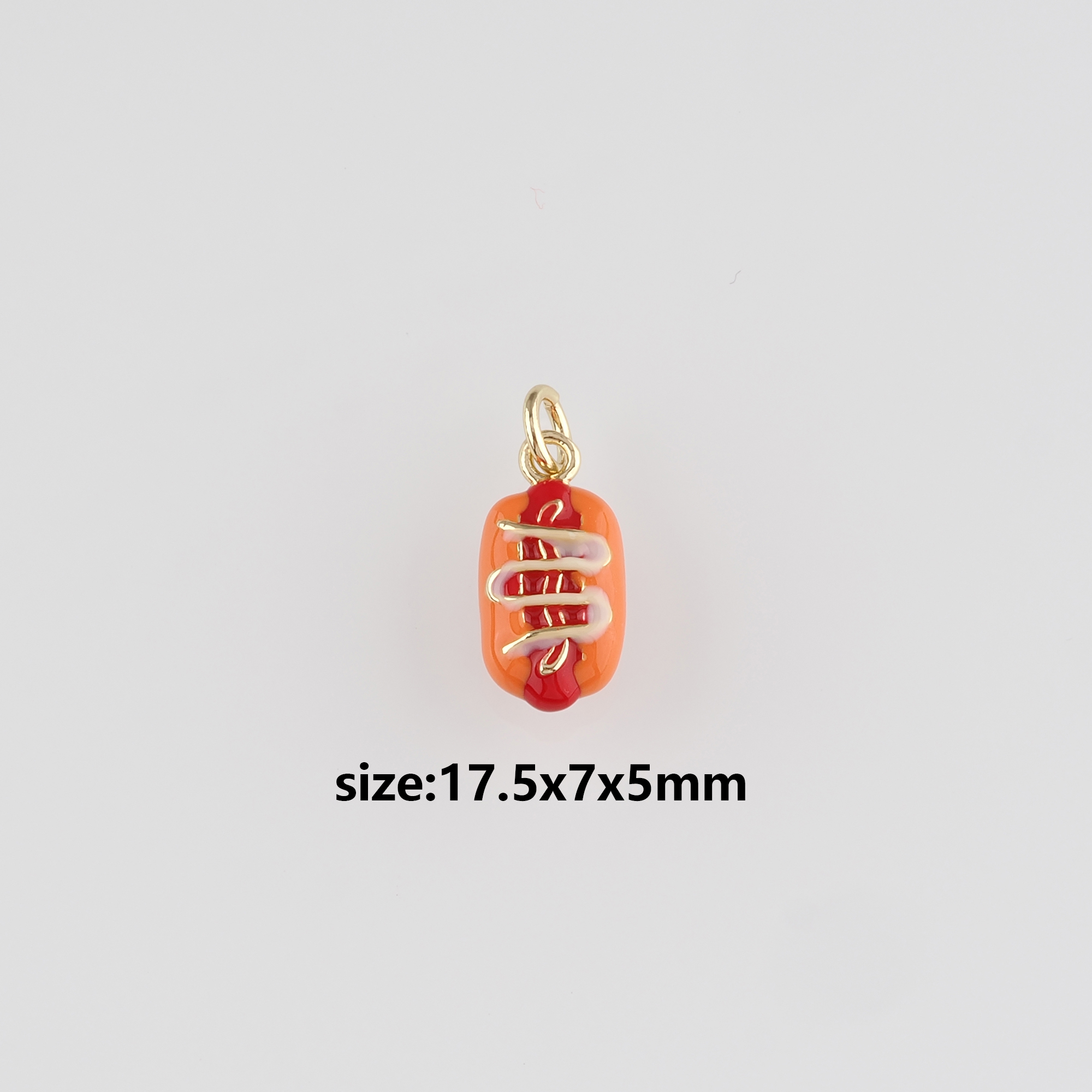 18K Gold Filled Hot Dog Pendant,Enamel Hot Dog Charm Earrings Necklace for DIY Jewelry Making Supply