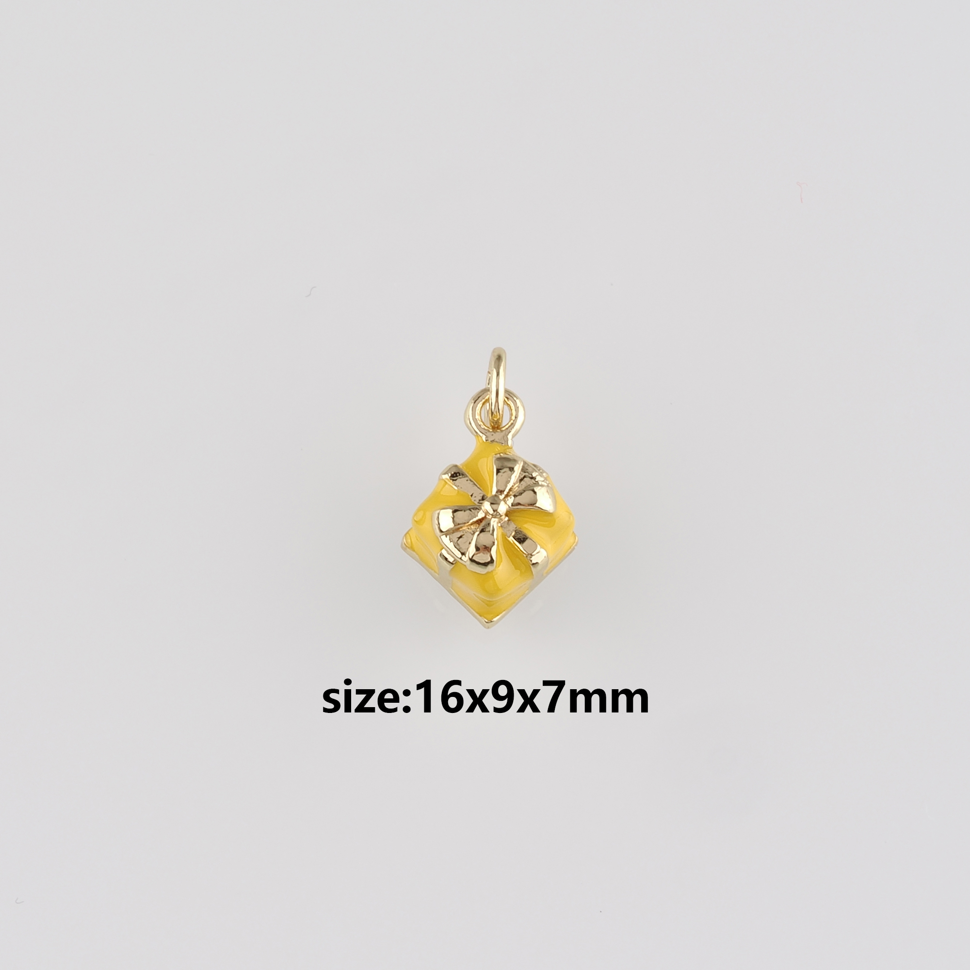 18K Gold Filled Christmas Gift Box Pendant,Enamel Christmas Charm Earrings Necklace for DIY Jewelry Making Supply