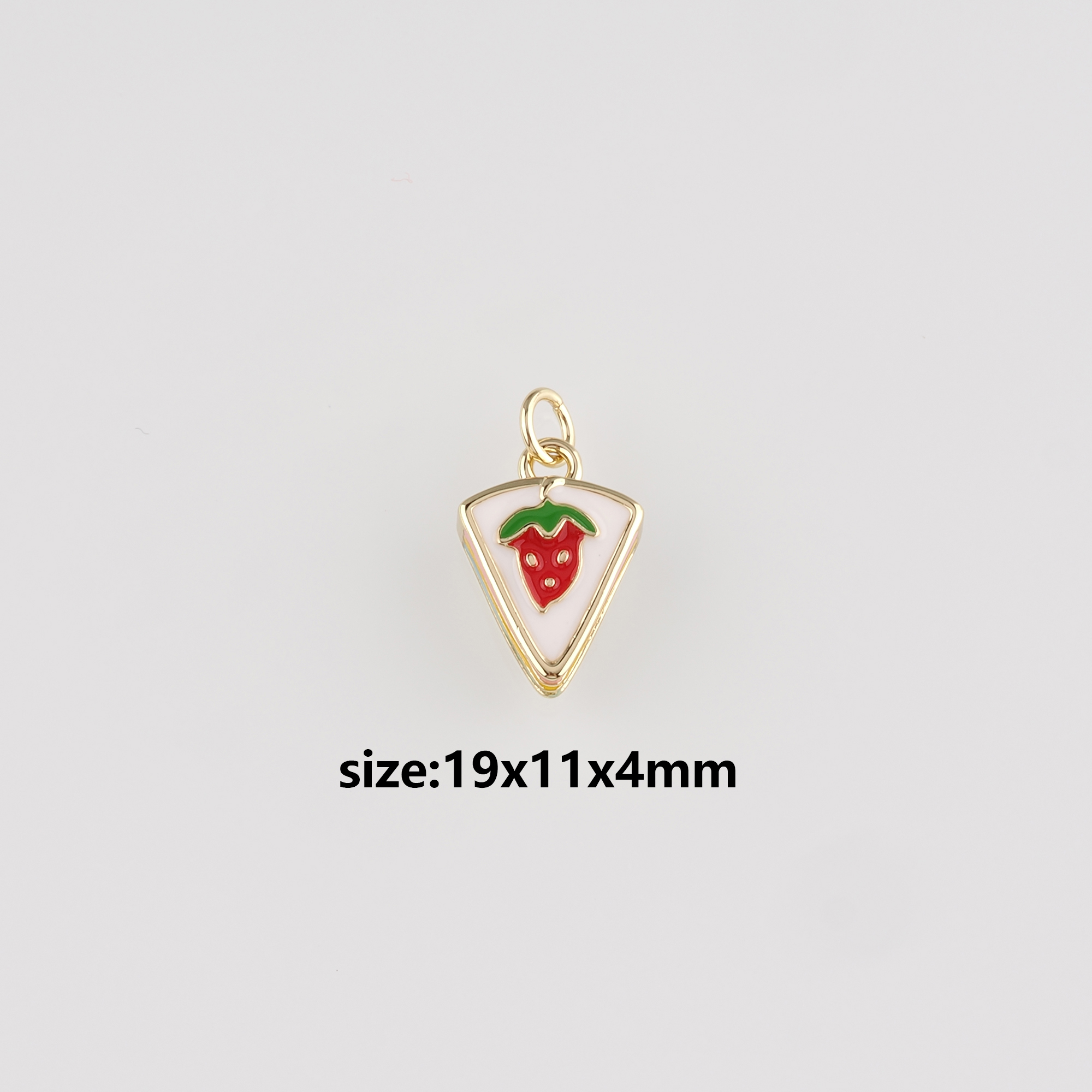 18K Gold Filled Cake Pendant,Enamel Strawberry Cake Charm Earrings Necklace for DIY Jewelry Making Supply