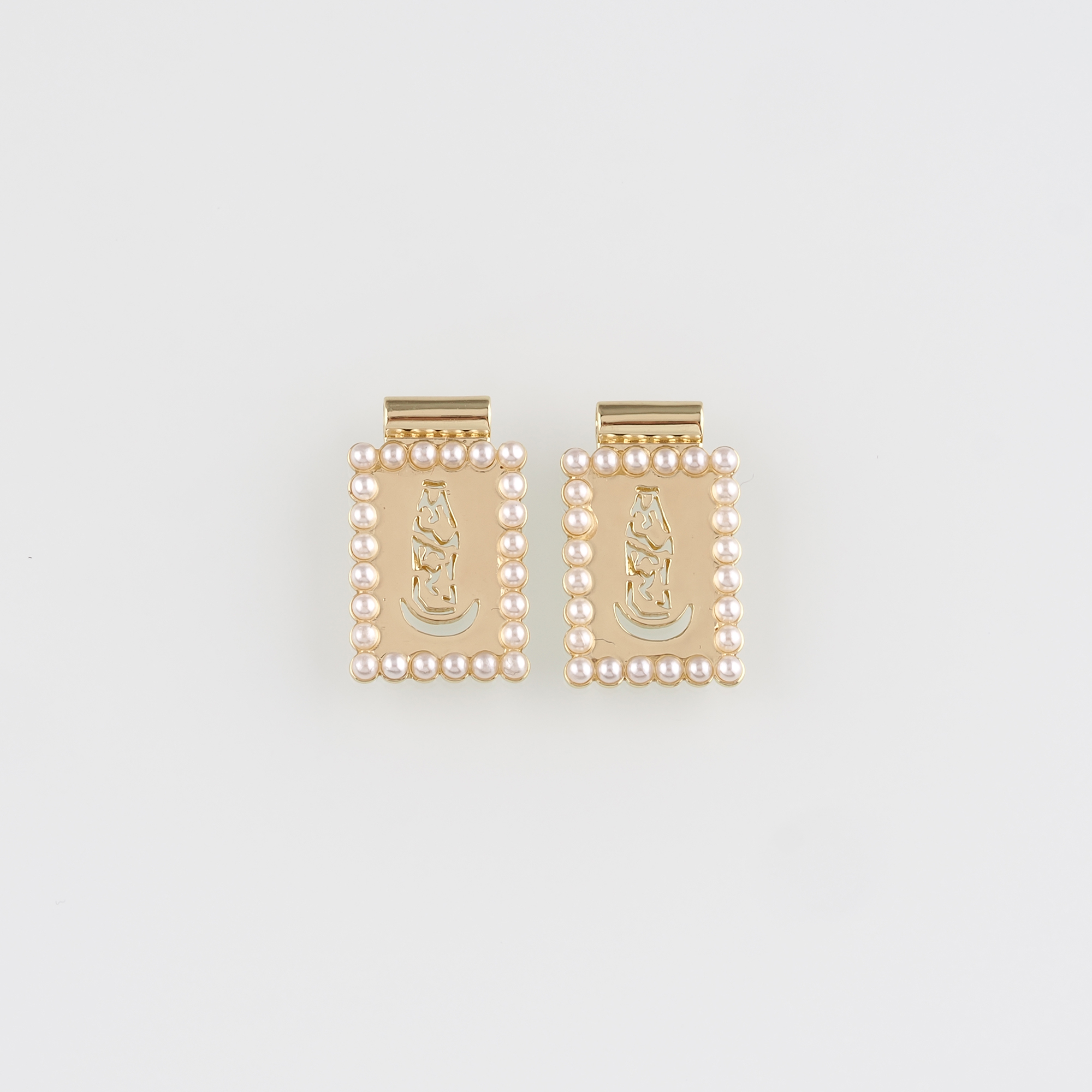 18K Gold Filled Rectangle Pendant,Pearl Rectangle Charm Earrings Necklace for DIY Jewelry Making Supply