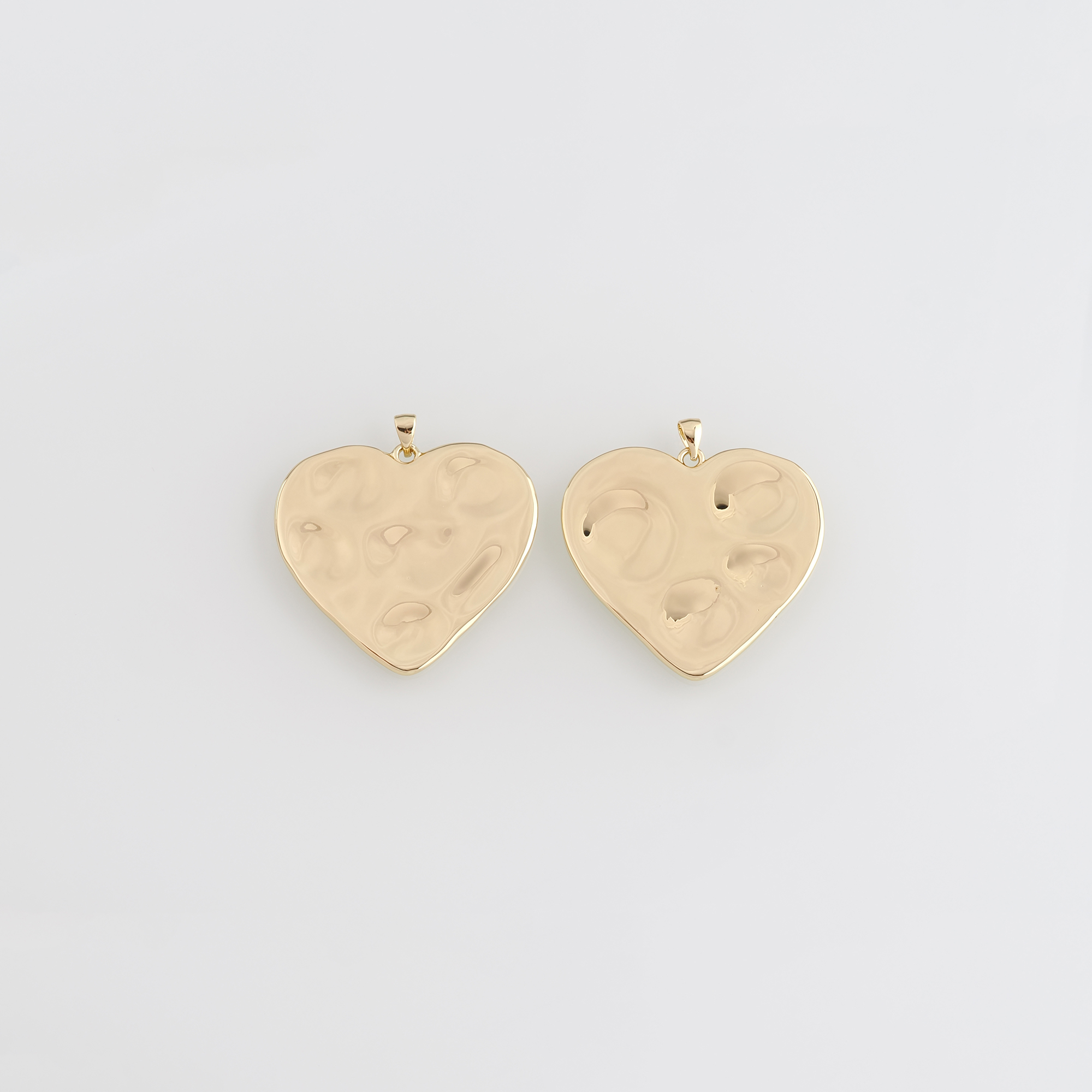 18K Gold Filled Heart Pendant,Gold Heart Charm Earrings Necklace for DIY Jewelry Making Supply