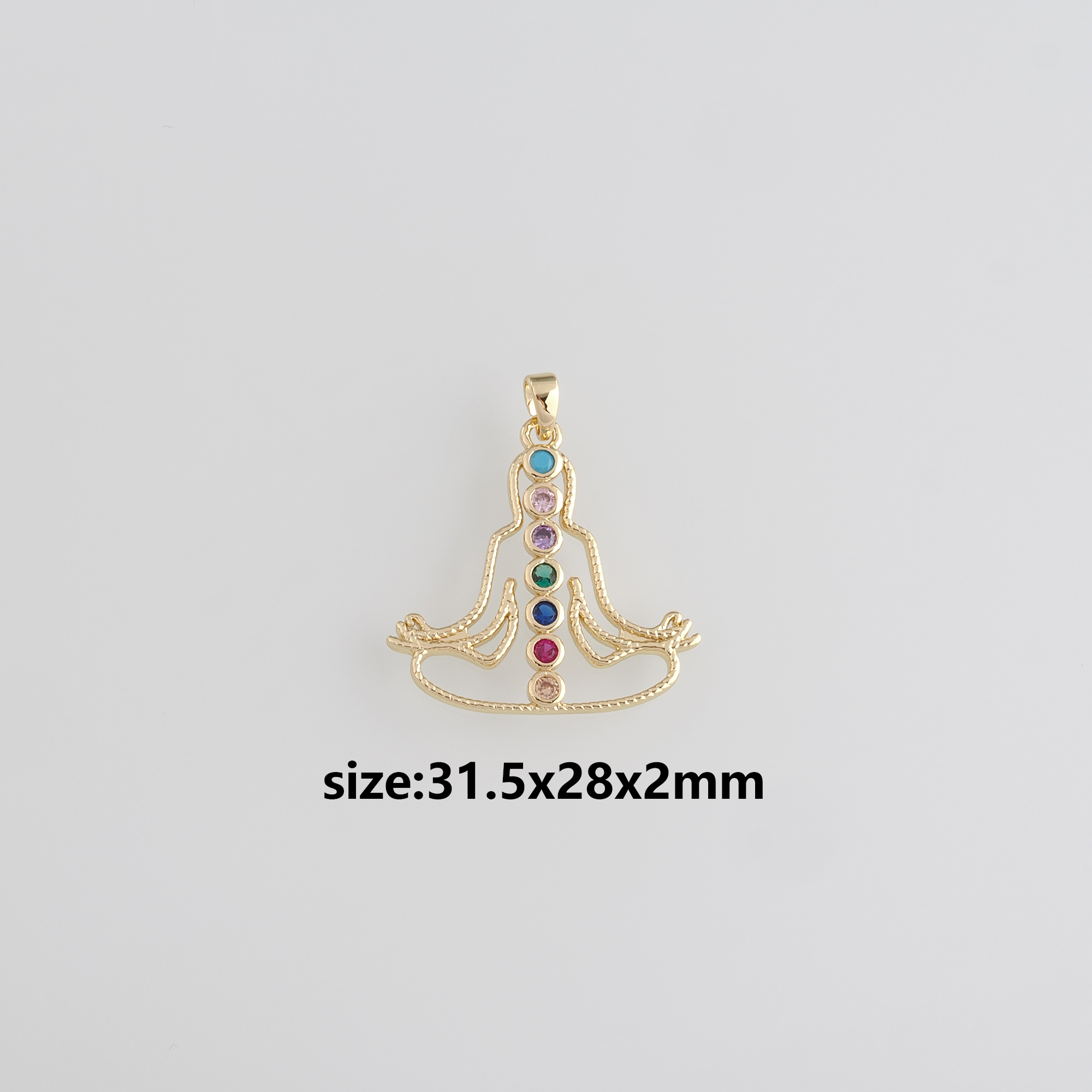 18K Gold Filled Yoga Pendant,CZ Micro Pave Yoga Charm Earrings Necklace for DIY Jewelry Making Supply