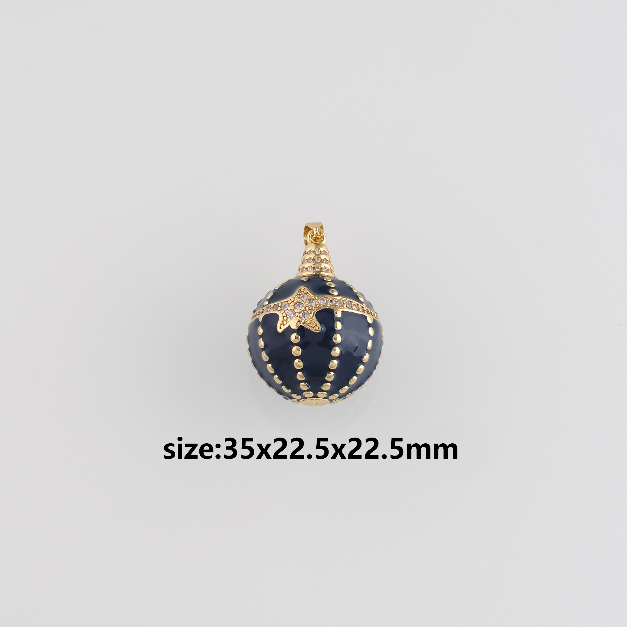 18K Gold Filled Round Ball Pendant,Enamel Round Earrings Necklace for DIY Jewelry Making Supply